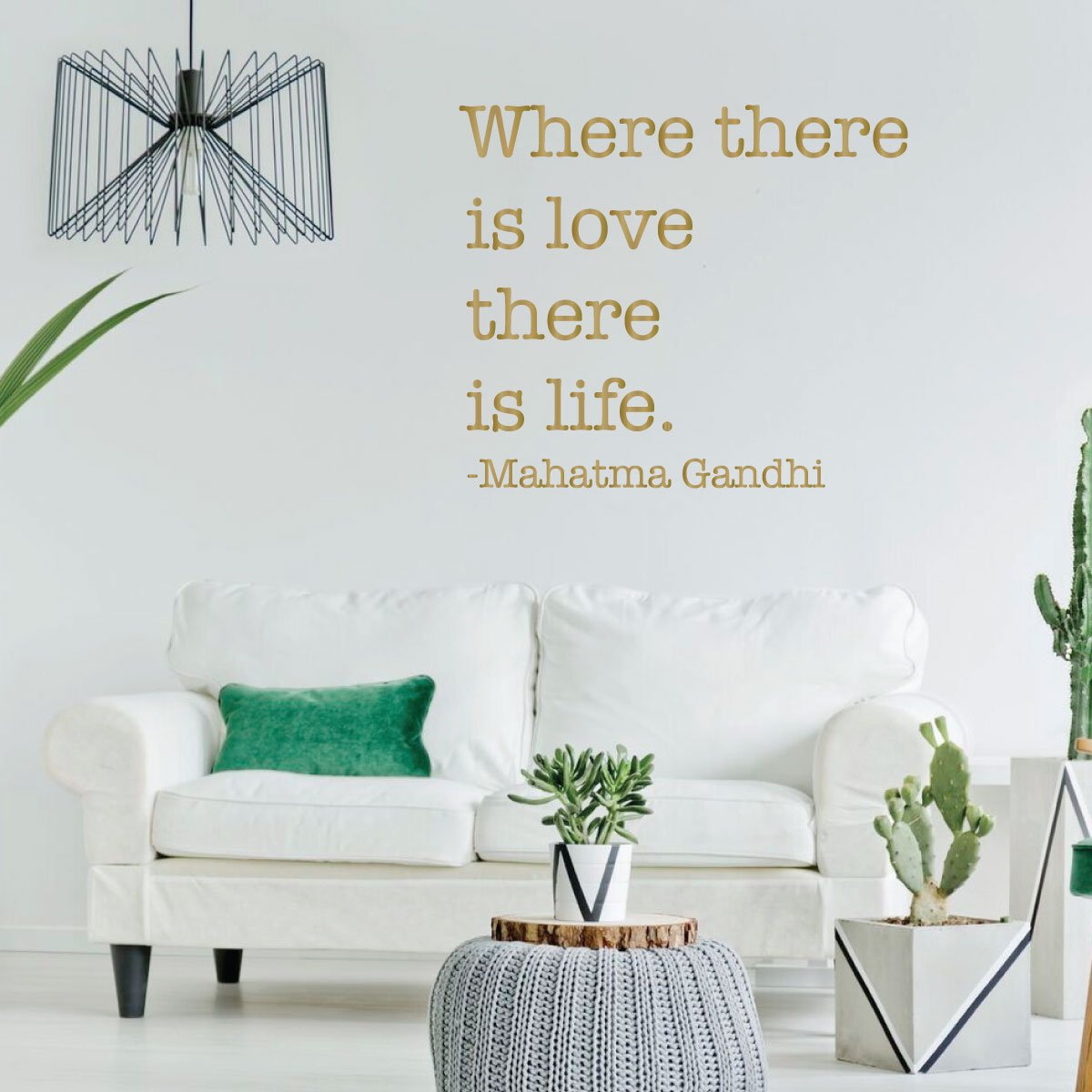 Inspirational Wall Decals with Mahatma Gandhi Quote - 'Where There Is Love There Is Life' - Removable Vinyl Stickers for Home, Bedroom, Nursery & Office Decor - Perfect for Living Room, Dorm & Gift Ideas