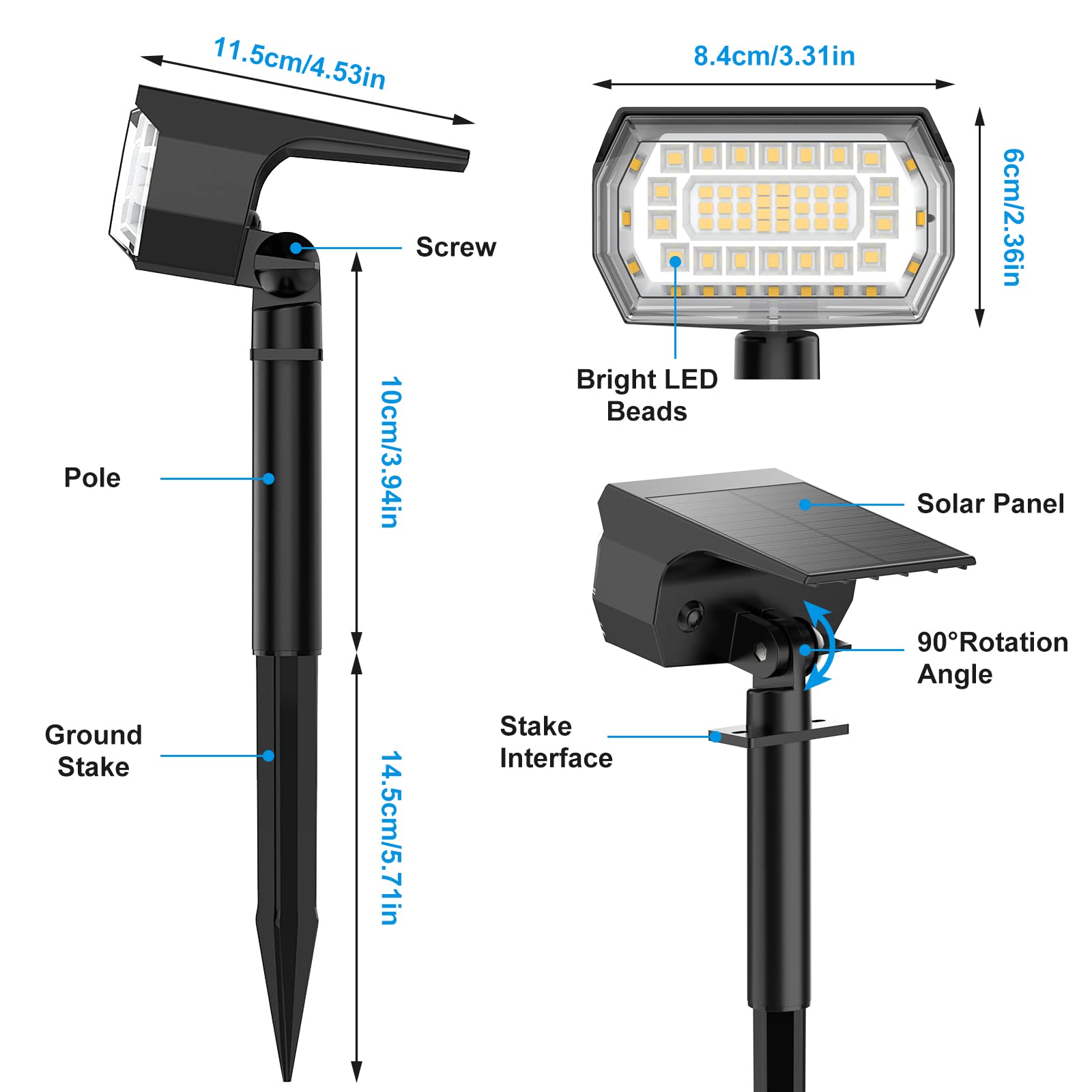 57 LED Solar Spot Lights Outdoor 10 Pack - IP65 Waterproof Solar Landscape Spotlights with 3 Modes - Warm White Solar Powered Garden Lights for Patio, Pathway, Pool & Yard Decoration (Perfect for Outdoor Lighting, Landscape Highlighting & Nighttime Safety)