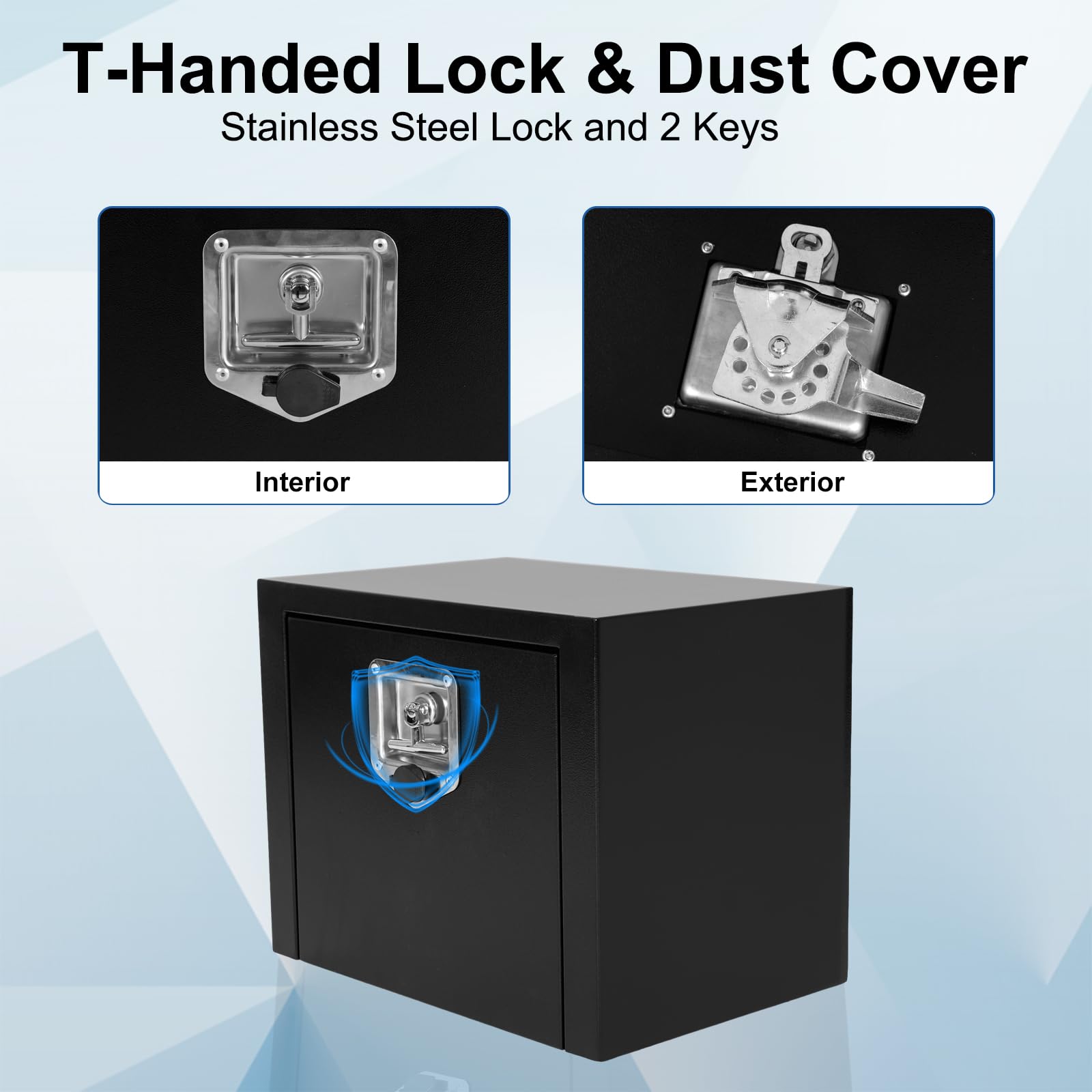 Heavy Duty Black Steel Underbody Truck Tool Box with T-Handle Lock - 18
