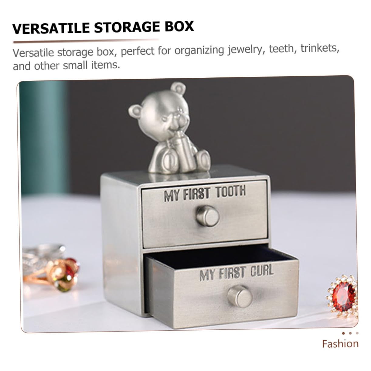 Toyvian Baby First Tooth Box - Metal Baby Tooth Keepsake Holder with Curl Design for Newborns | Perfect Baby Shower Gift & Milestone Memory Keepsake