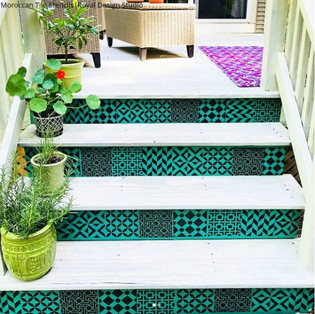 Moroccan Tile Stencil Set for DIY Home Decor - Reusable Painting Templates for Walls, Floors & Furniture | Arabic Geometric Patterns for Crafts & Interior Design