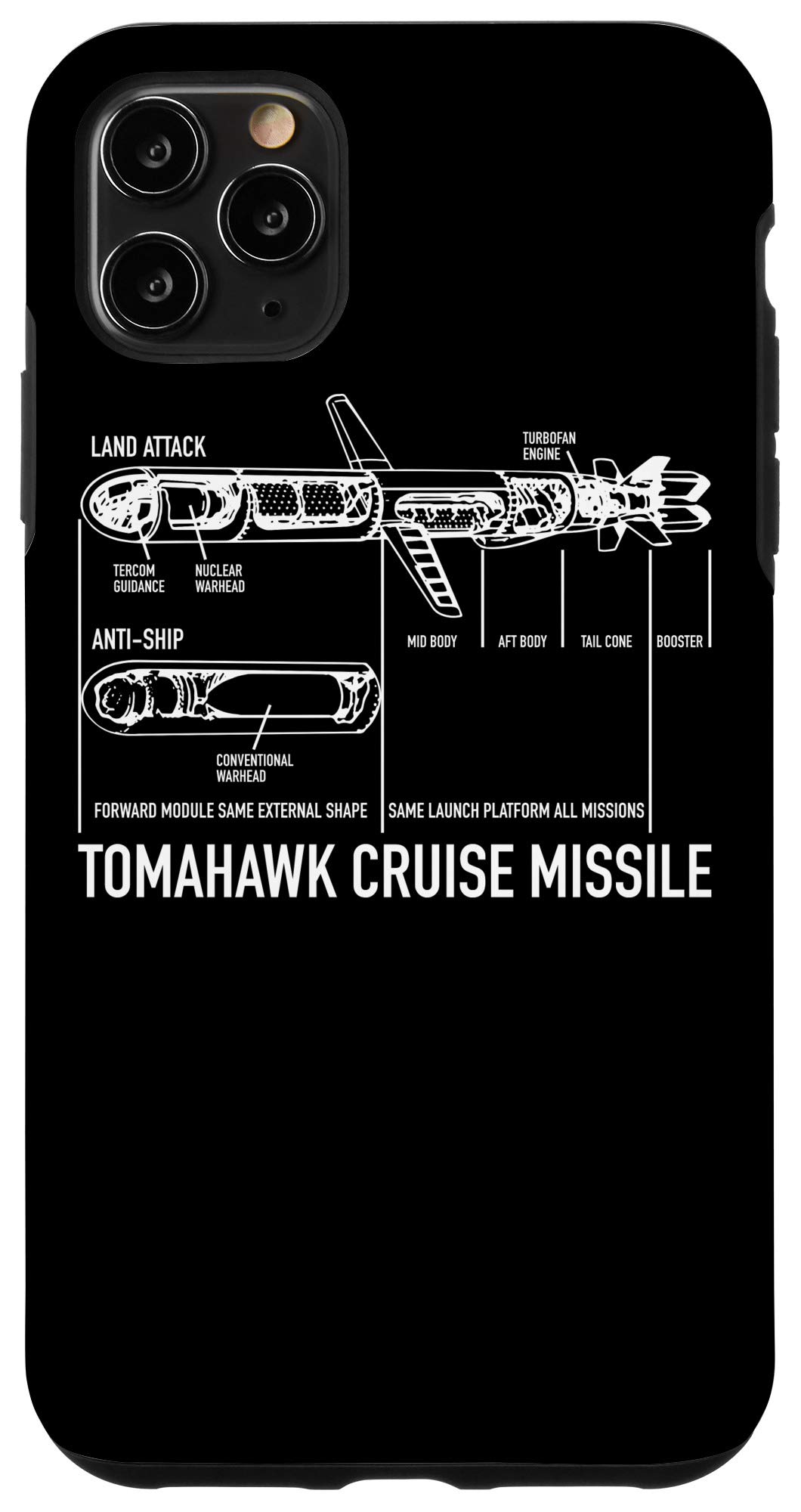 iPhone 11 Pro Max Case with Tomahawk Cruise Missile Blueprint Design - Durable Protective Cover for Smartphones - Perfect for Military Enthusiasts & Tech Lovers