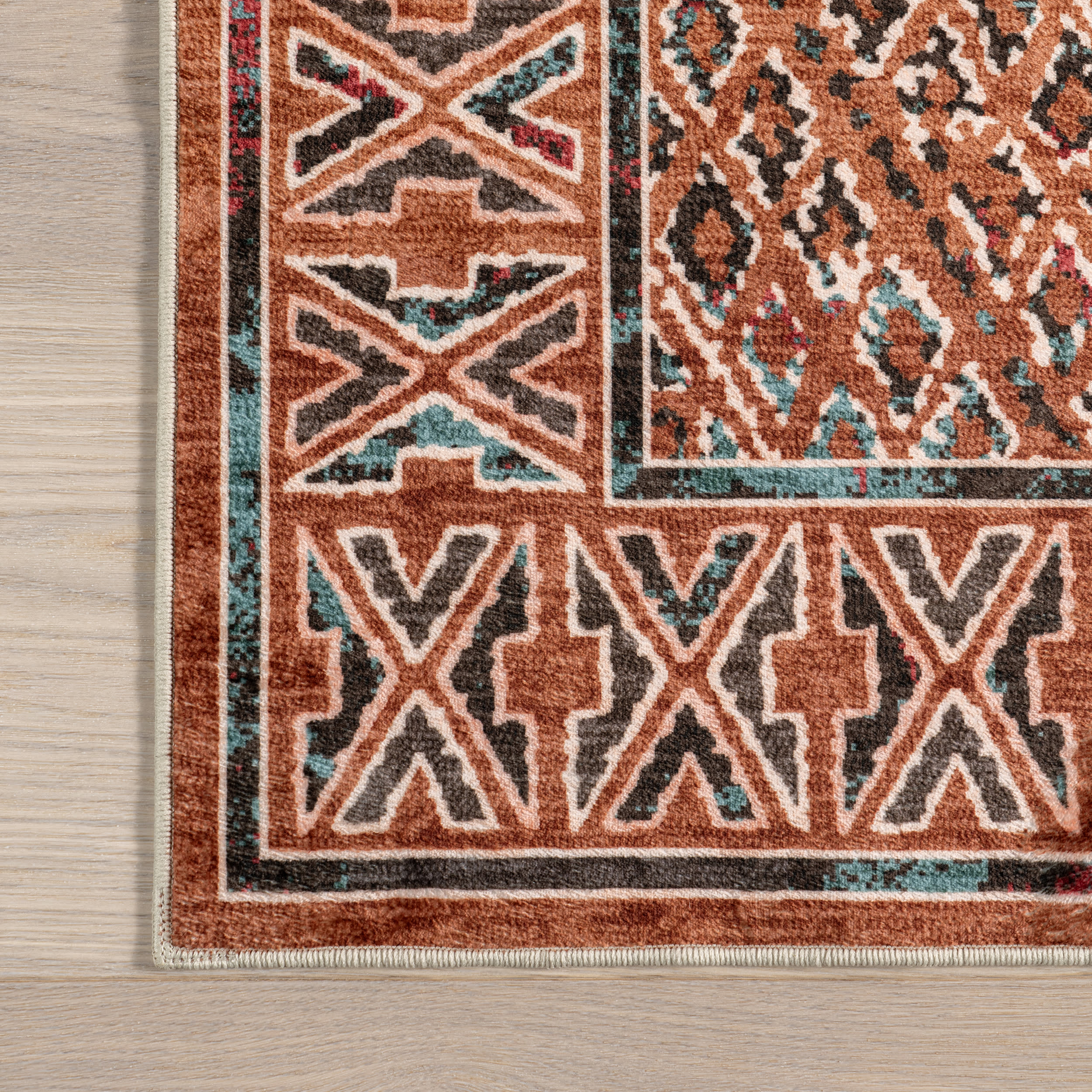 Bagmati Washable Rug - Soft & Durable Orange Area Rug for Living Room, Bedroom, or Office | Machine Washable & Stain Resistant
