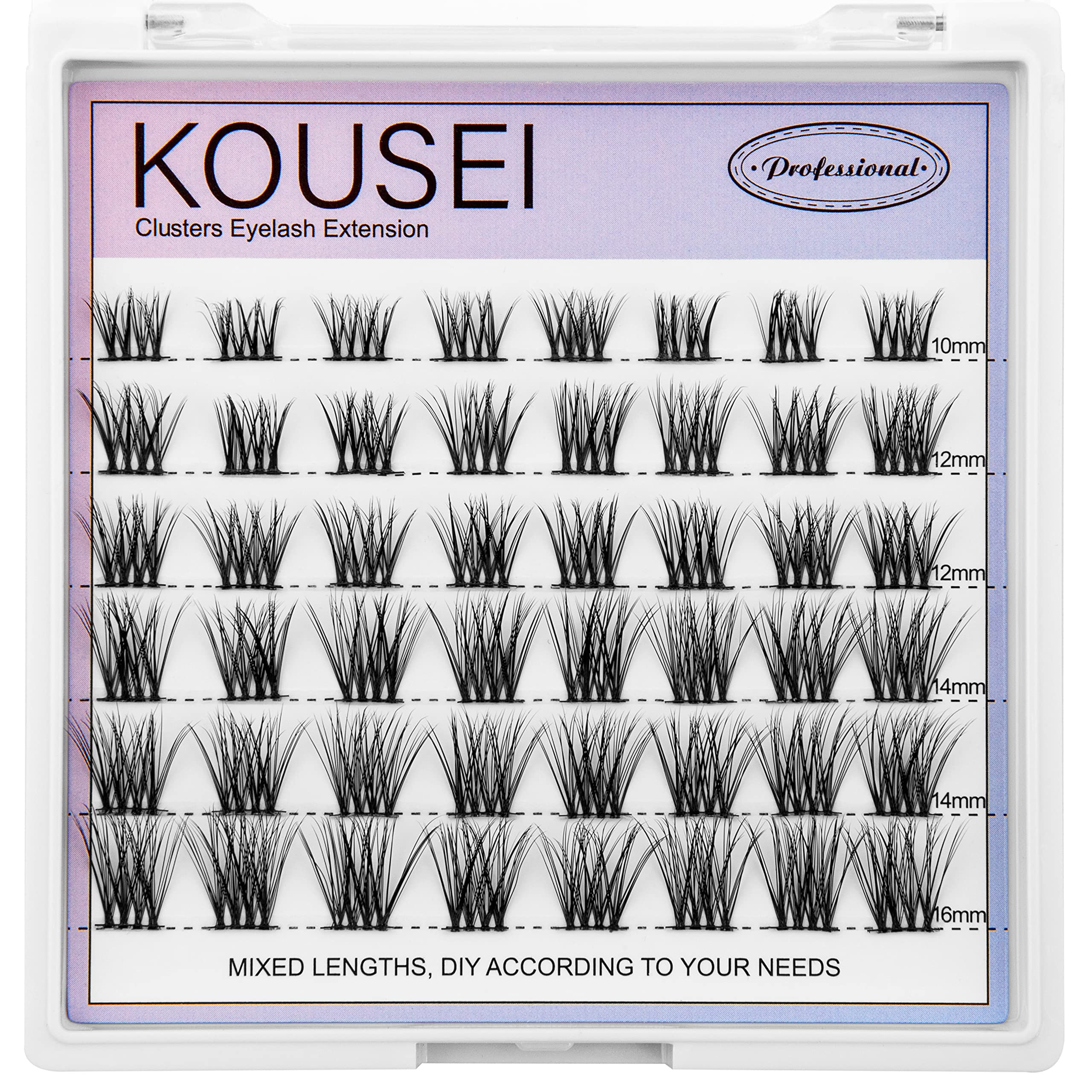 KOUSEI DIY Individual False Eyelash Extensions - 48 Clusters 3D Curl Lashes, Cat Eye Fake Eyelashes for Natural Look (10-16mm, 48pcs) | Soft Wispy Lashes for Daily Wear, Parties & Special Occasions