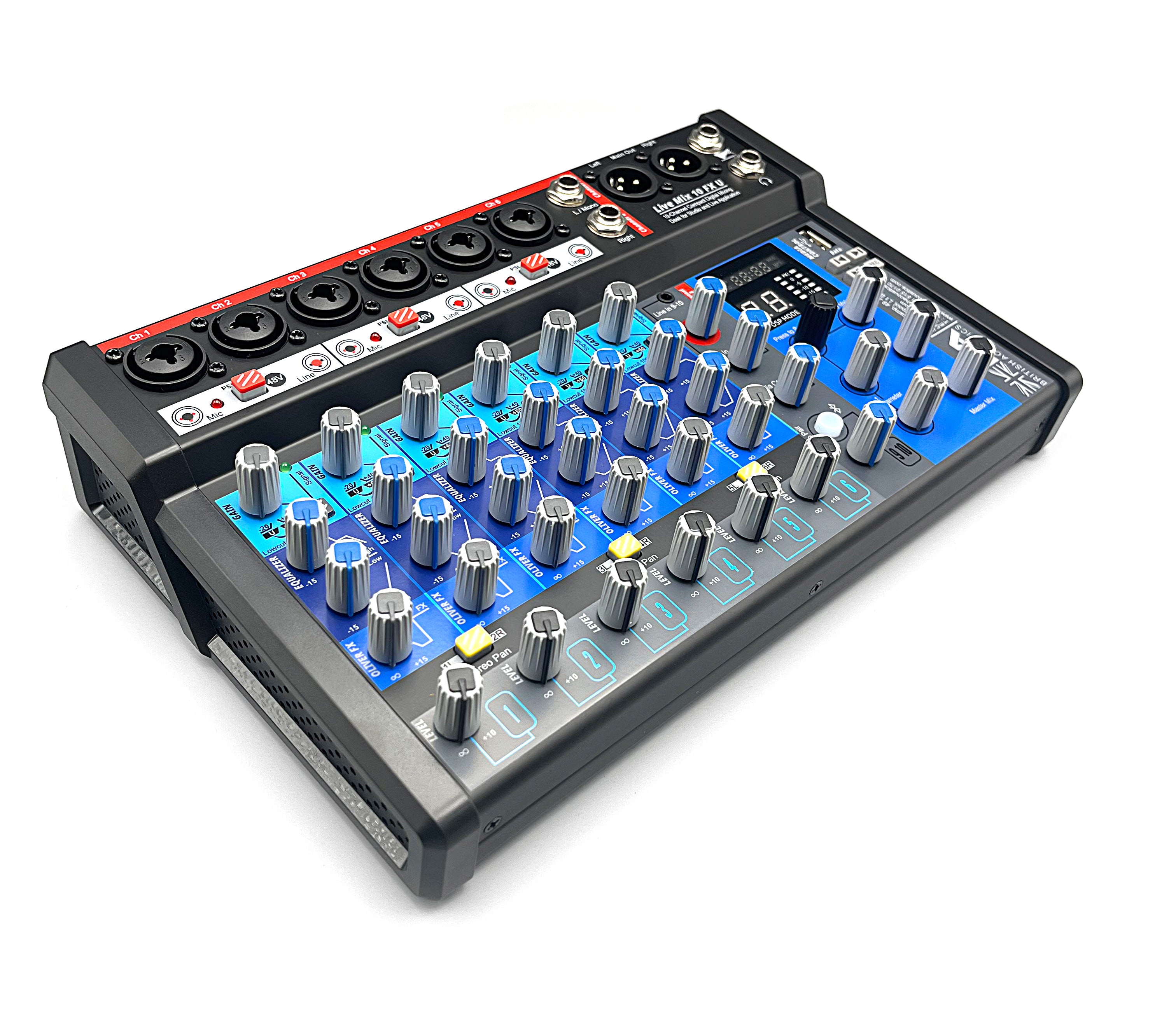 Livemix 10FXU Professional DJ Mixer Controller - High-Performance Audio Mixing for Live Performances & Music Production | Perfect for Clubs, Parties & Home Studios