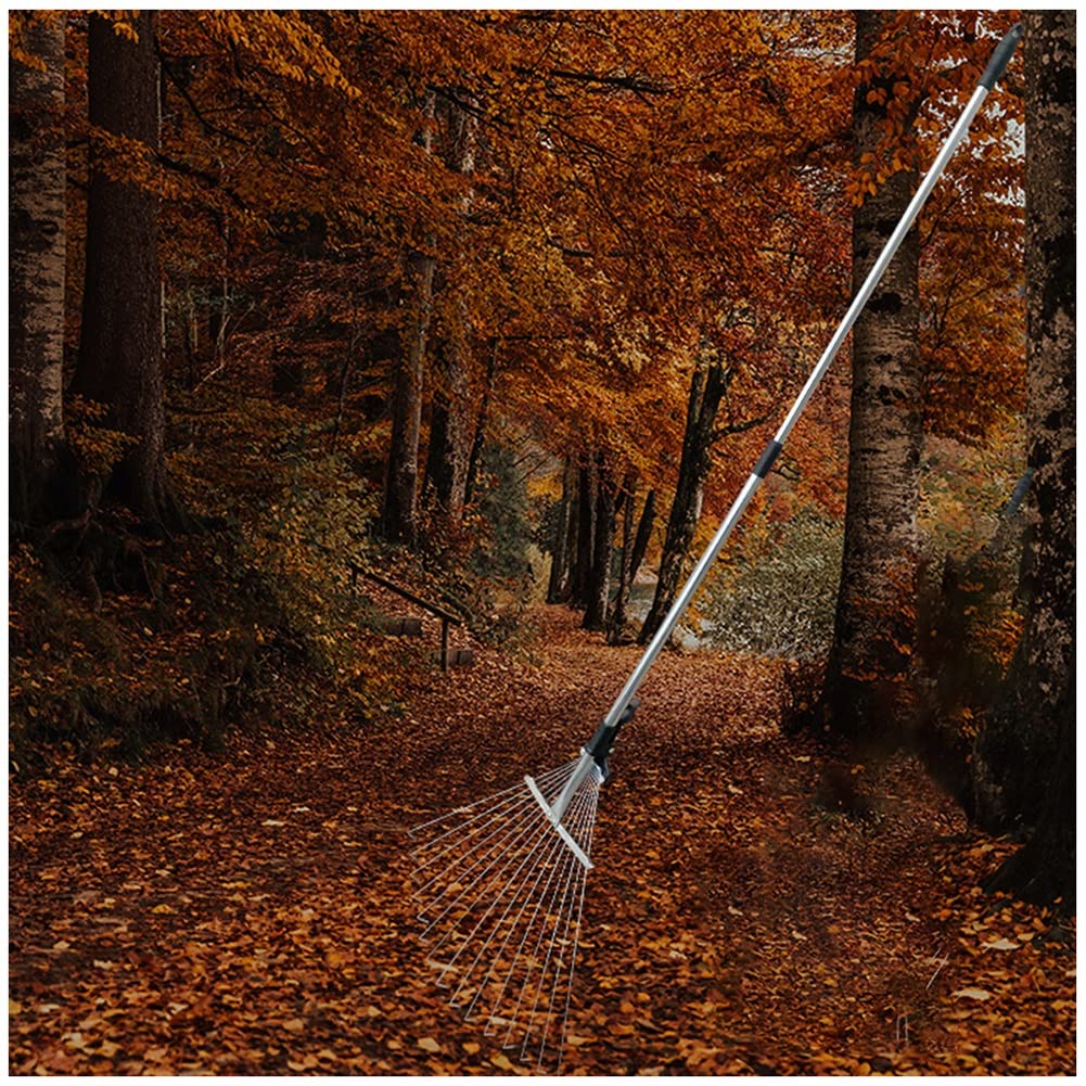 VIETOL Telescopic Garden Leaf Rake - Adjustable Metal Head for Delicate Plants, Lawns & Yards | Durable Leaf Collection Tool | Perfect Gardening Gift for Outdoor Use