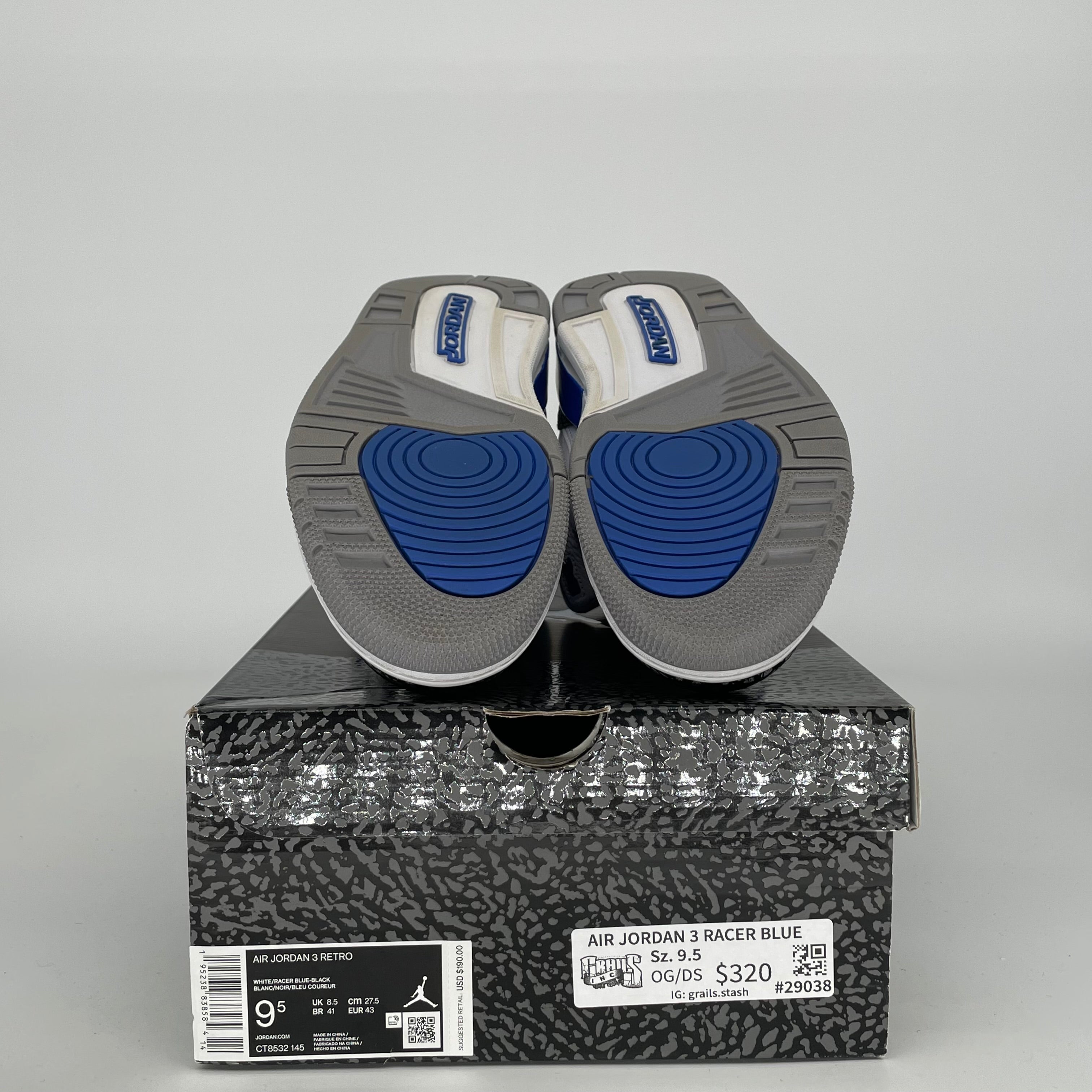 AIR JORDAN 3 RACER BLUE Men's Basketball Shoes Size 9.5 - Style CT8532-145 | Retro Sneakers for Running, Gym & Streetwear Fashion