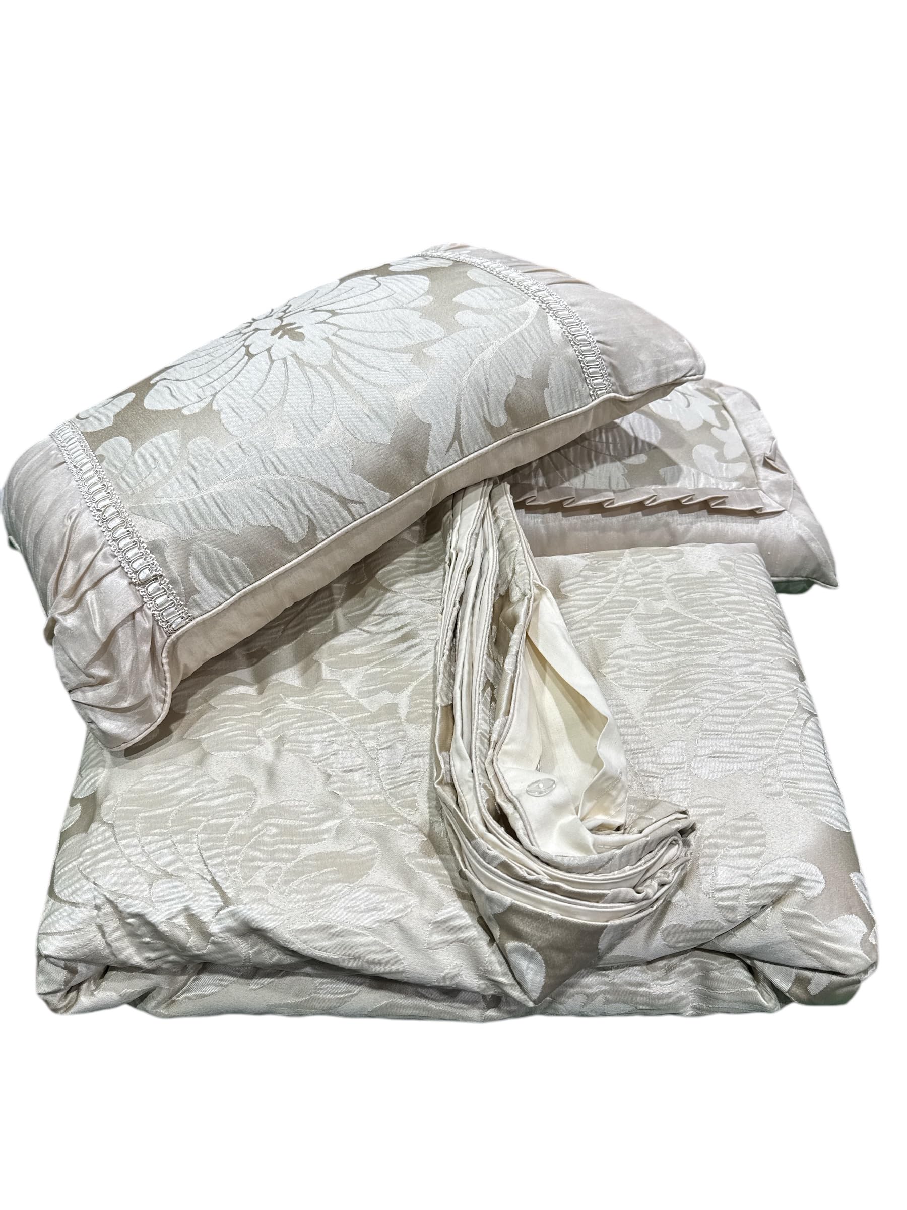 13-Piece California King Bed in a Bag Set - Beige Duvet Cover, 100% Cotton Sheets, Bed Skirt & Down Alternative Comforter | Complete Luxury Bedding for Master Bedrooms & Guest Suites