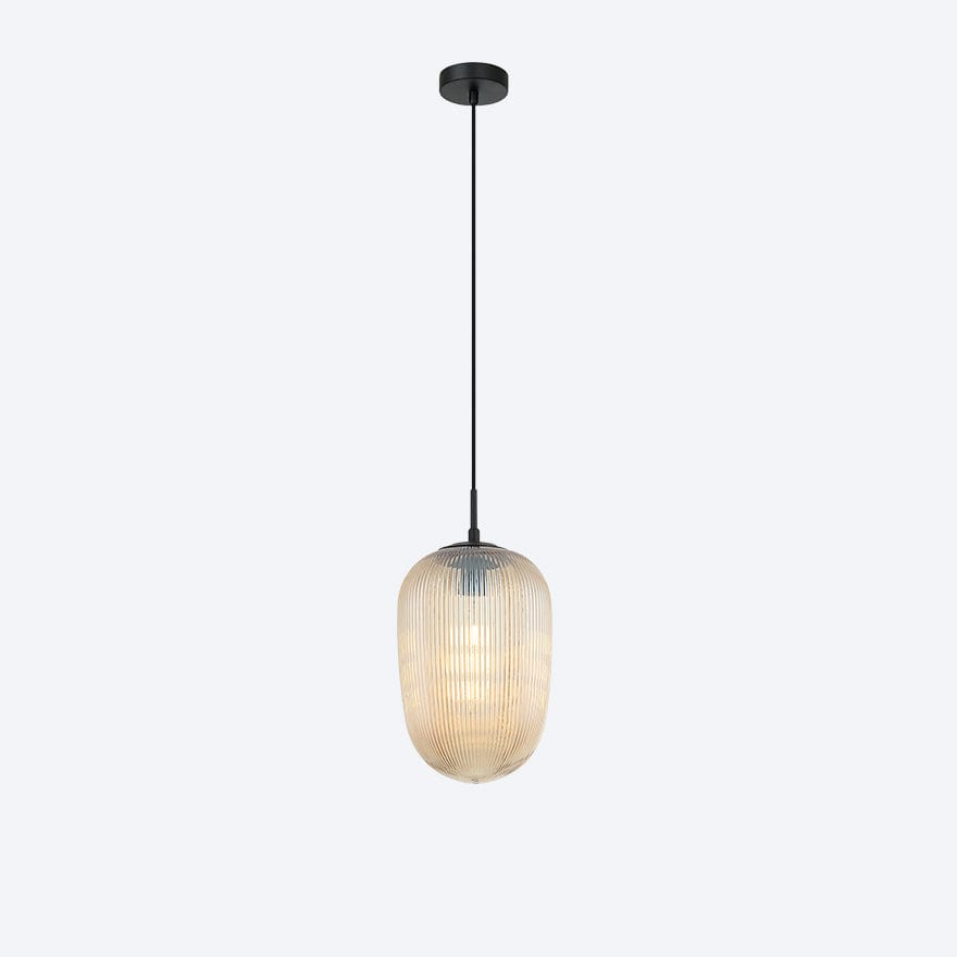 Hudson Ribbed Glass Pendant Light - Modern Vintage Industrial Ceiling Fixture for Kitchen, Dining Room, or Bedroom Lighting