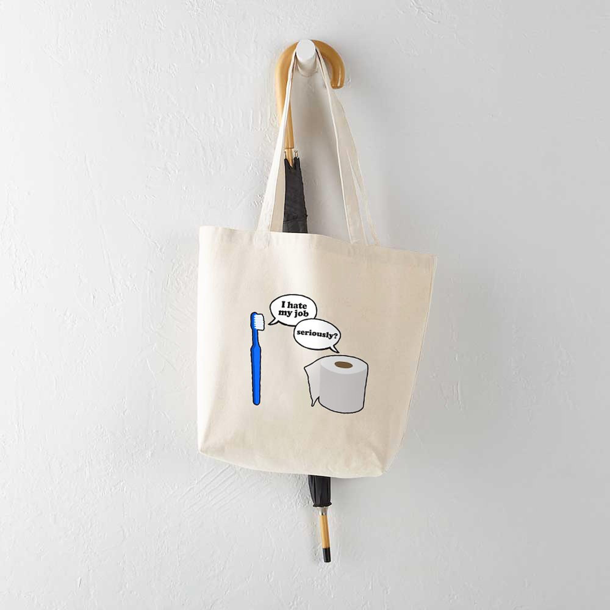 I Hate My Job Tote Bag - Natural Canvas Reusable Shopping Bag for Work, Office & Commuting - Funny Work Gift & Grocery Tote