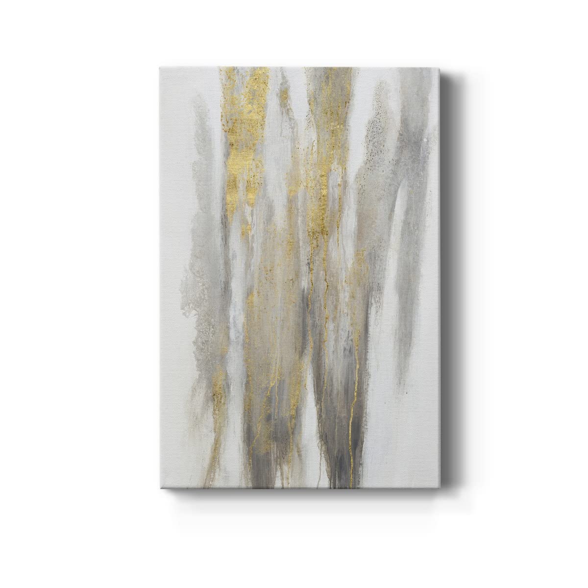 Modern Gold & White Abstract Canvas Wall Art - 32x48 Inch Bathroom & Living Room Decor - Home & Office Wall Decor for Contemporary Spaces