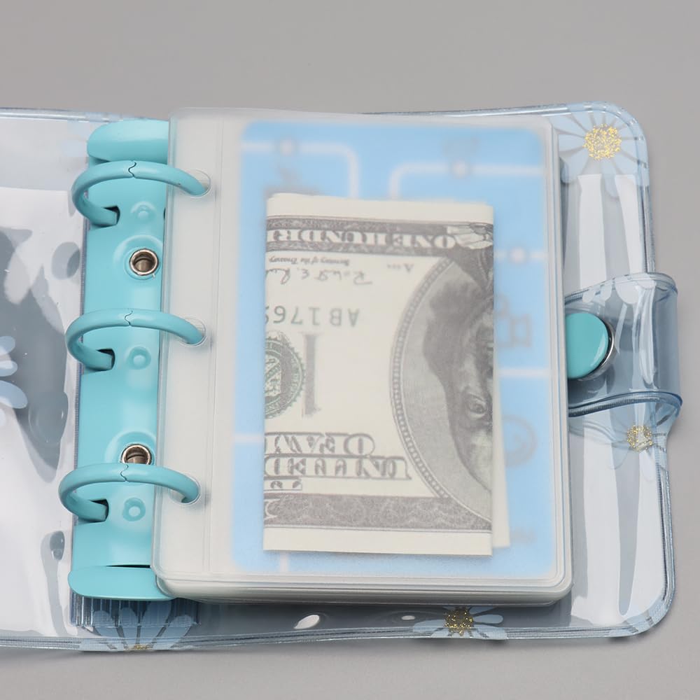 Mogoostry A9 Mini Binder Pockets - 12 Pack Frosted Plastic Sheet Protectors, 3-Hole Top Open Sleeves for 3-Ring Binders (2.2