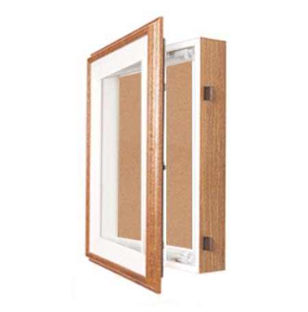 16x20 Oak SwingFrame Shadow Box Display Case with Cork Board - 3” Deep for Wall Decor, Memorabilia, and Photo Display in Home, Office, or Gallery