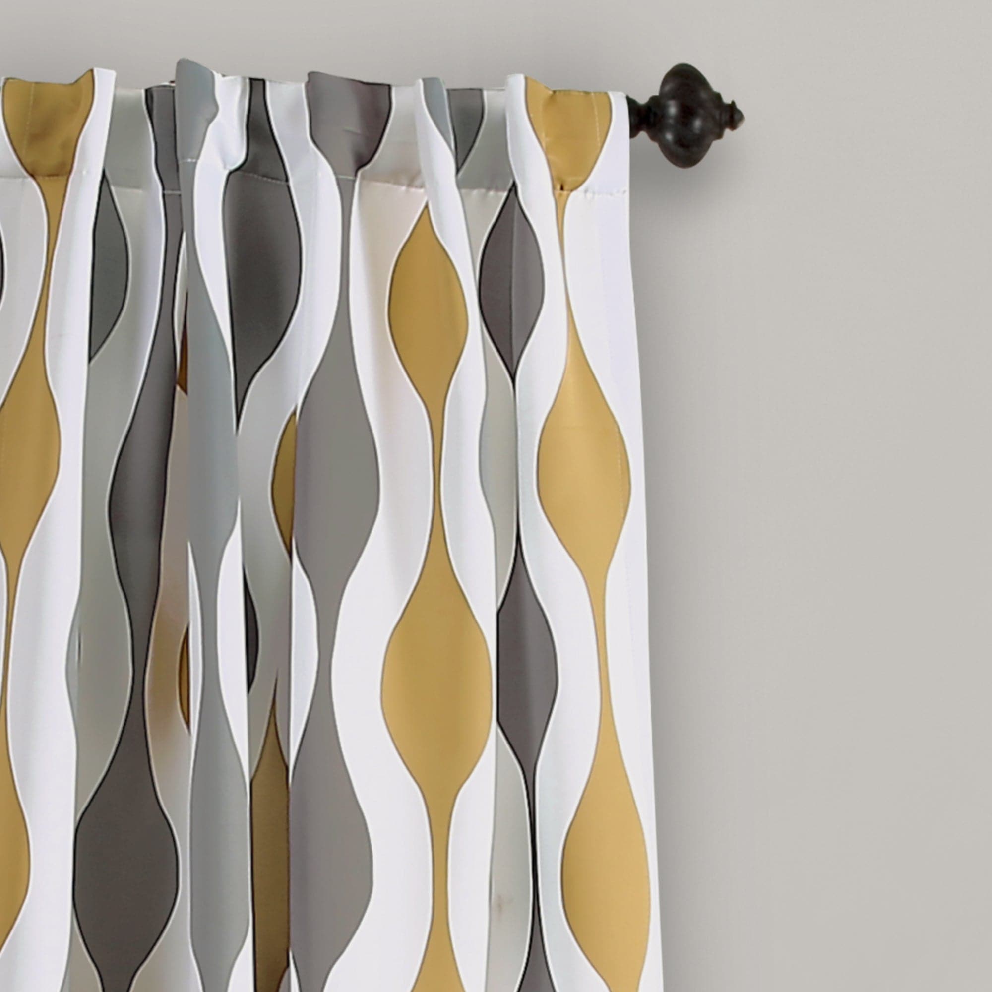 Mid Century Modern Geometric Light Filtering Window Curtains - Set of 2 Panels for Living Room & Bedroom | Sun Protection & Privacy Sheer Drapes