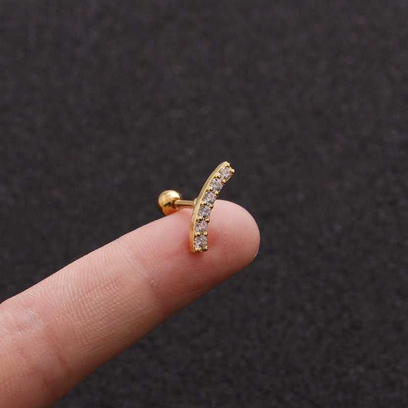 16G Curved Barbell Conch Stud Earring - Surgical Steel Upper Lobe Piercing Jewelry HSPJ1931 for Cartilage & Helix Piercings | Perfect for Everyday Wear & Special Occasions