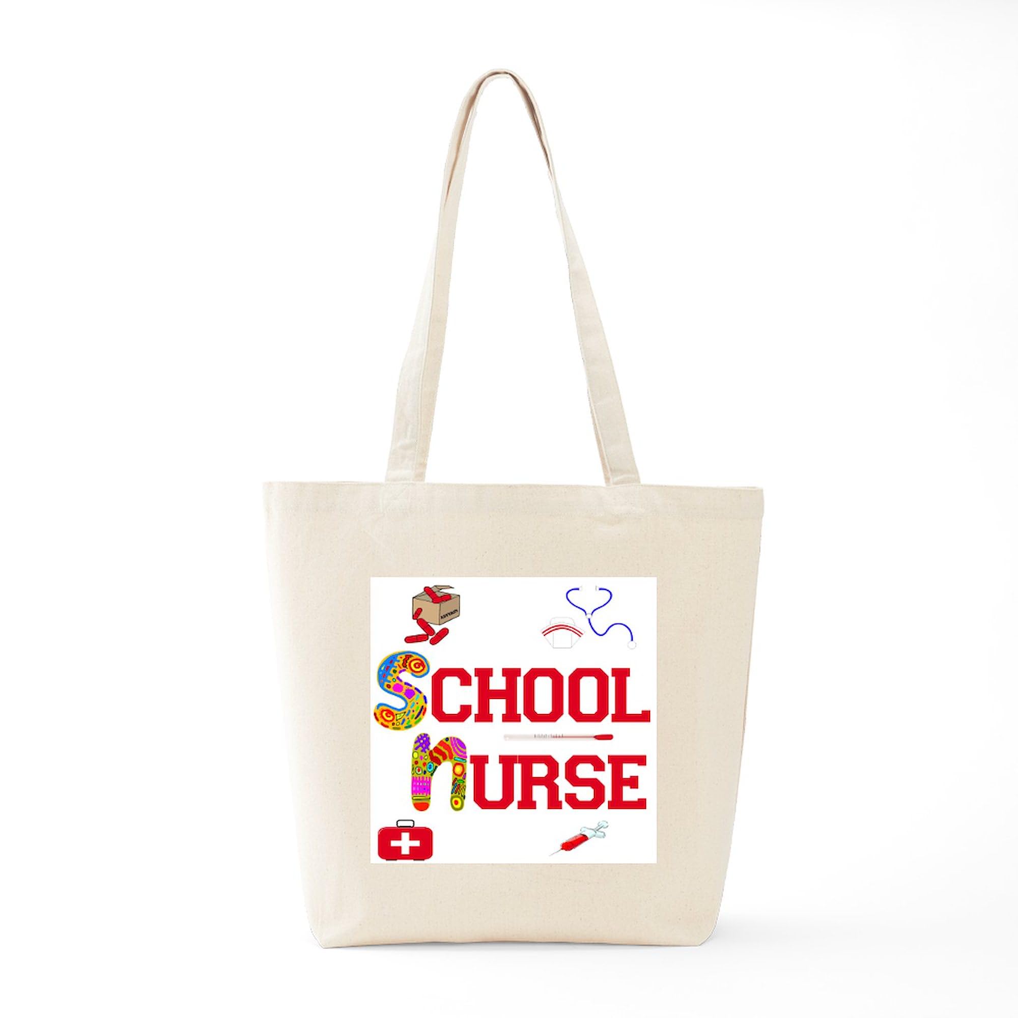 School Nurse Tote Bag - Natural Canvas Reusable Shopping Bag for Medical Professionals | Perfect for Work, Hospital Duty & Everyday Use