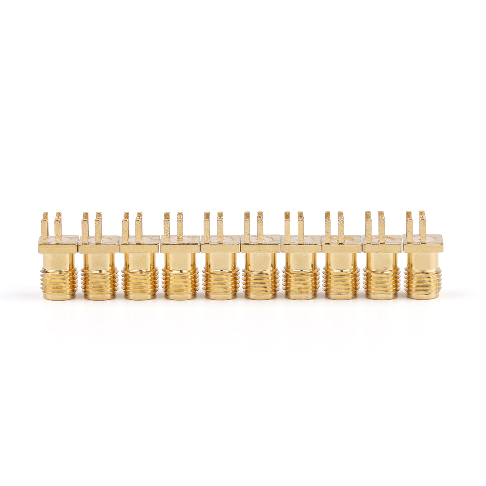 10 Pcs Gold Plated SMA Female Bulkhead Connectors - RF Adapter for PCB Edge Mount & Solder Deck - Perfect for Antenna, Radio, and DIY Electronics Projects