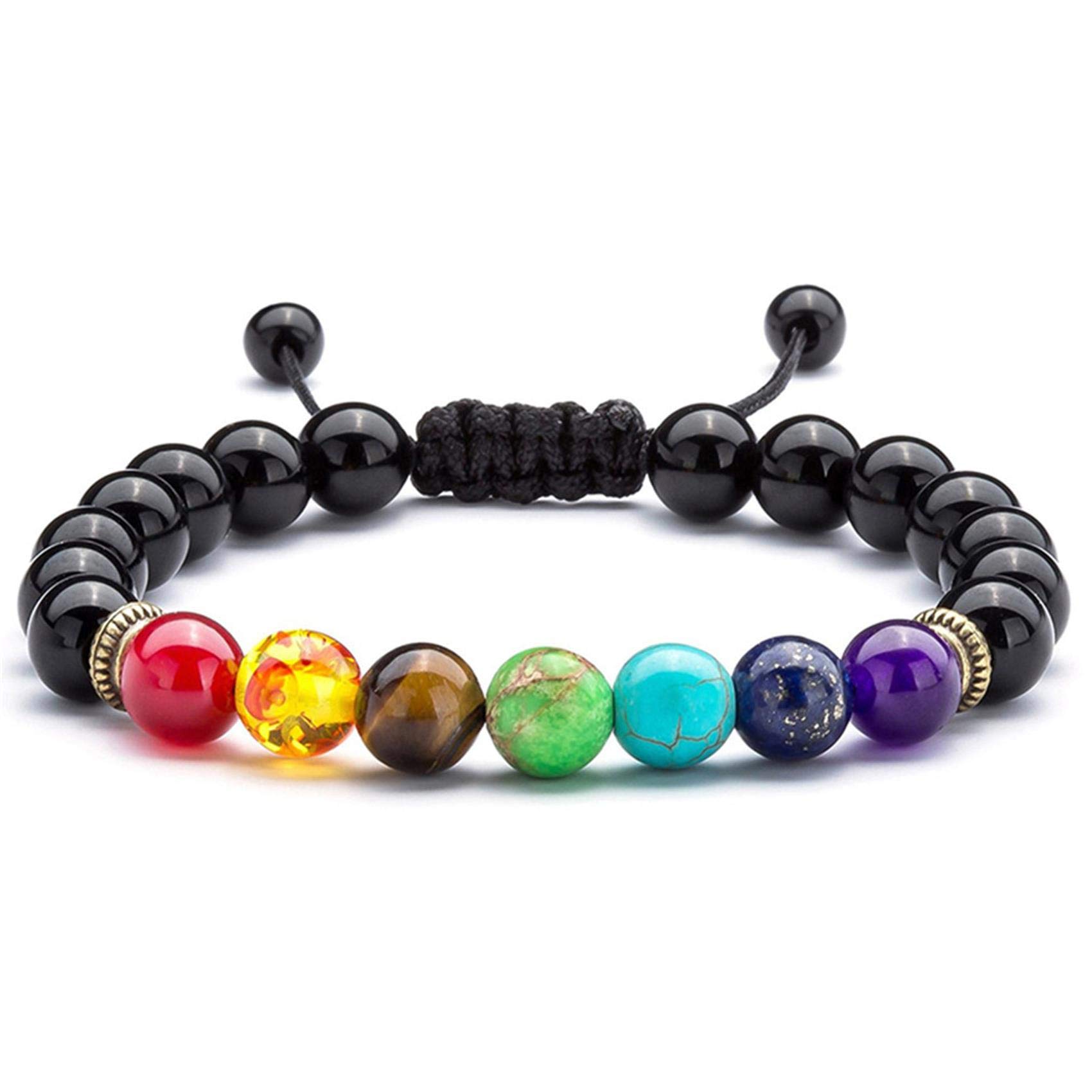 XUEQI Adjustable 7 Chakra Stones Bracelet - Healing Crystal Beaded Yoga Bracelet for Women & Girls | Spiritual Jewelry Gift for Birthday, Meditation & Energy Balancing