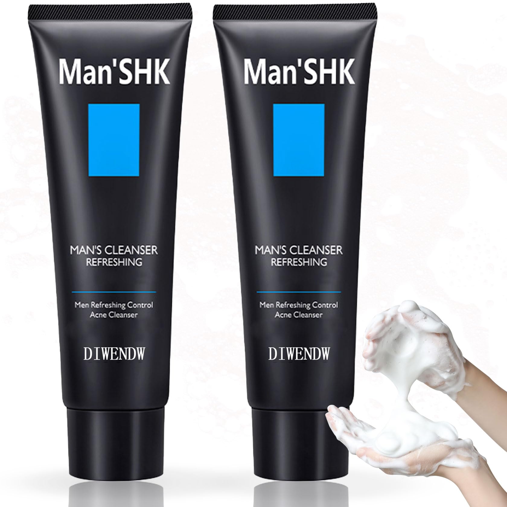2PCS Men's Face Wash - Gentle Hydrating Daily Facial Cleanser for Men with Deep Cleansing & Long Lasting Moisturizing | Skin-Friendly Travel Size for All Skin Types | Perfect for Daily Skincare Routine, Gym, Travel & Sensitive Skin Care
