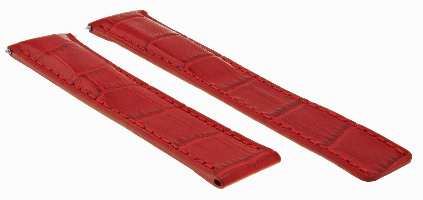 Premium 18mm Genuine Leather Watch Band Strap for Cartier Tank Watch - Red Deployment Clasp Replacement | Elegant & Durable Accessory for Business, Casual & Formal Occasions