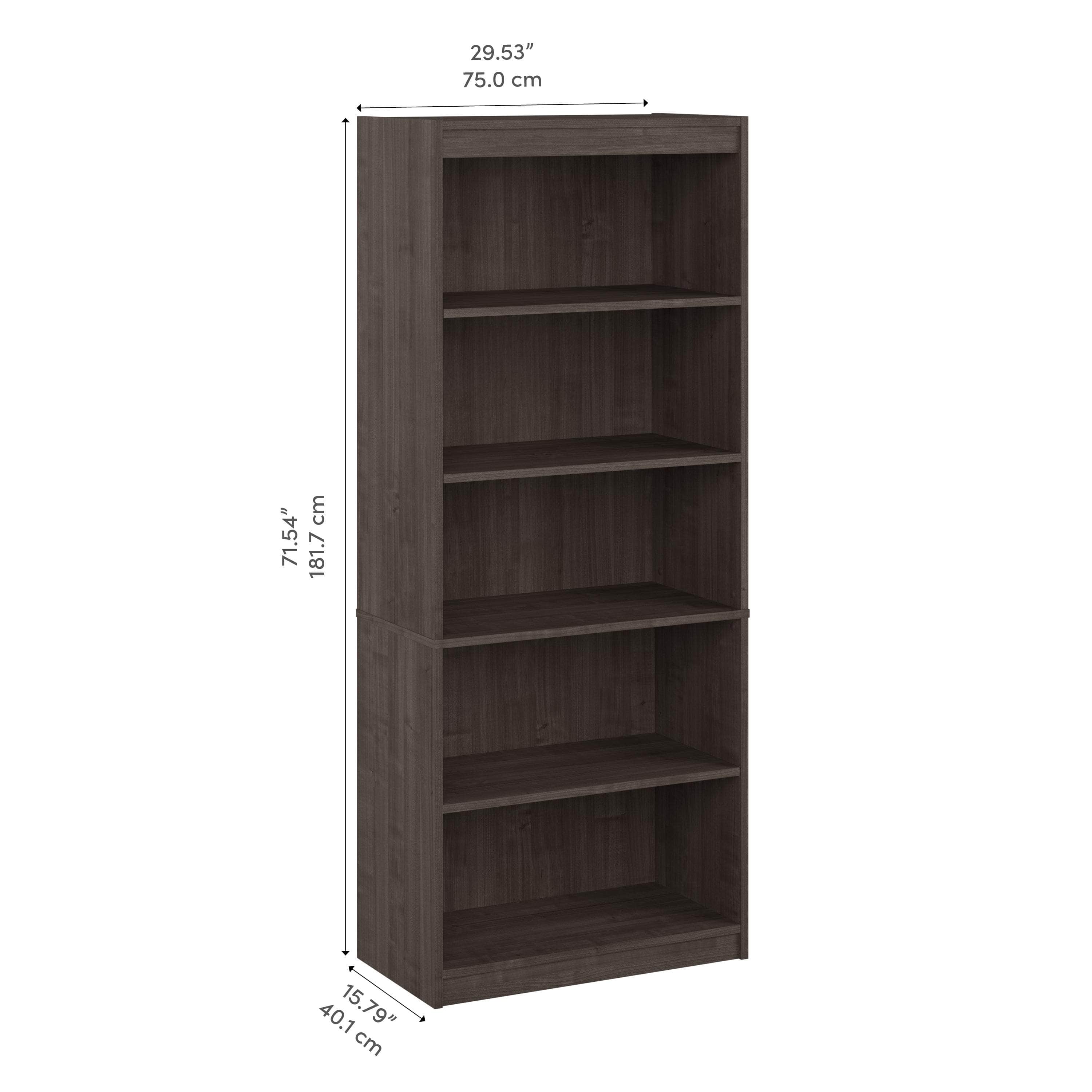 Universal 30W Standard 5-Shelf Bookcase - 4 Color Options for Home, Office & Dorm Room Organization