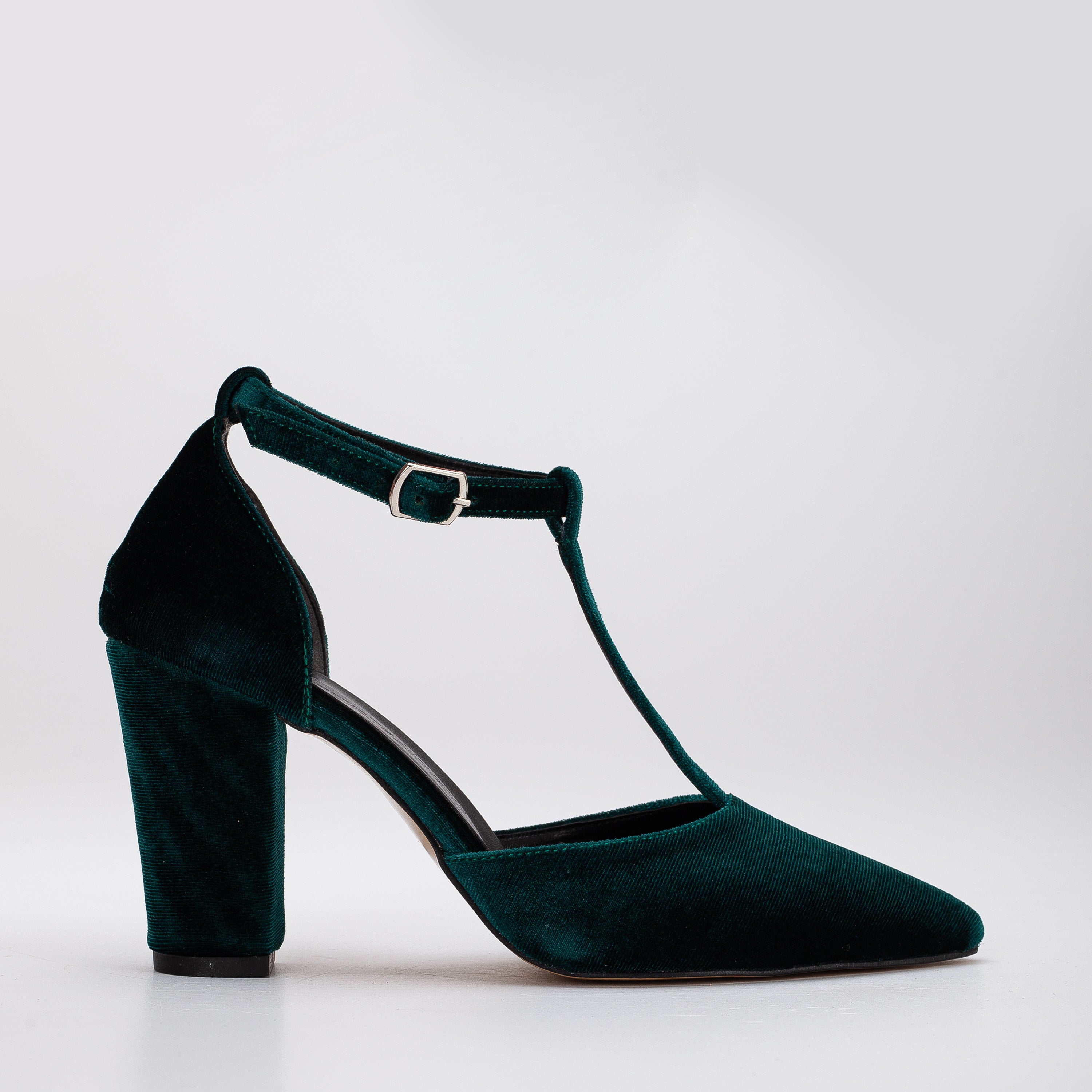 Angelique Green Velvet Wedding Heels for Bride - Elegant High Heel Shoes for Bridal Party, Prom & Formal Events