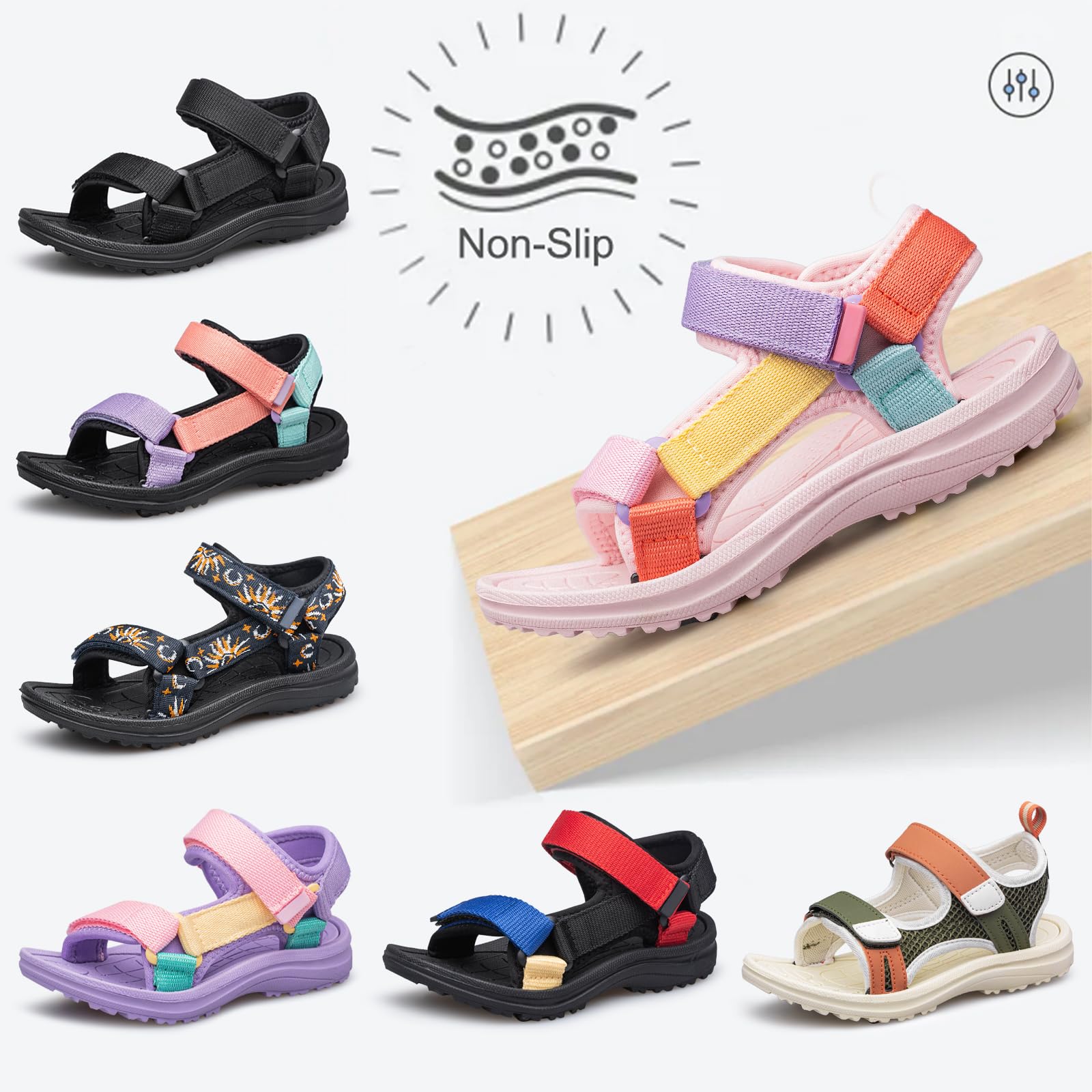 Vibdiv Boys & Girls Open-Toe Sport Sandals - Lightweight Summer Outdoor Sandals for Toddler, Little Kid & Big Kid - Perfect for Beach, Pool & Playground Activities