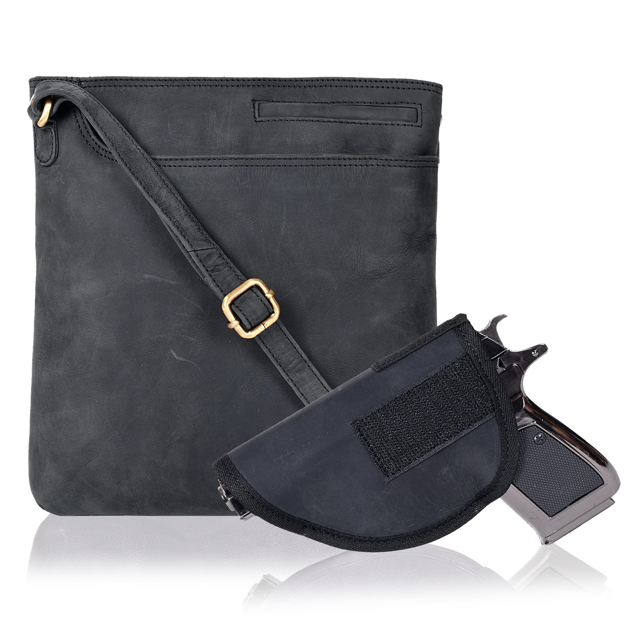 Ozora Genuine Leather Crossbody Bag for Men & Women - Multi-Pocket Sling Bag with Detachable Holster - Perfect for Travel, Work & Everyday Use