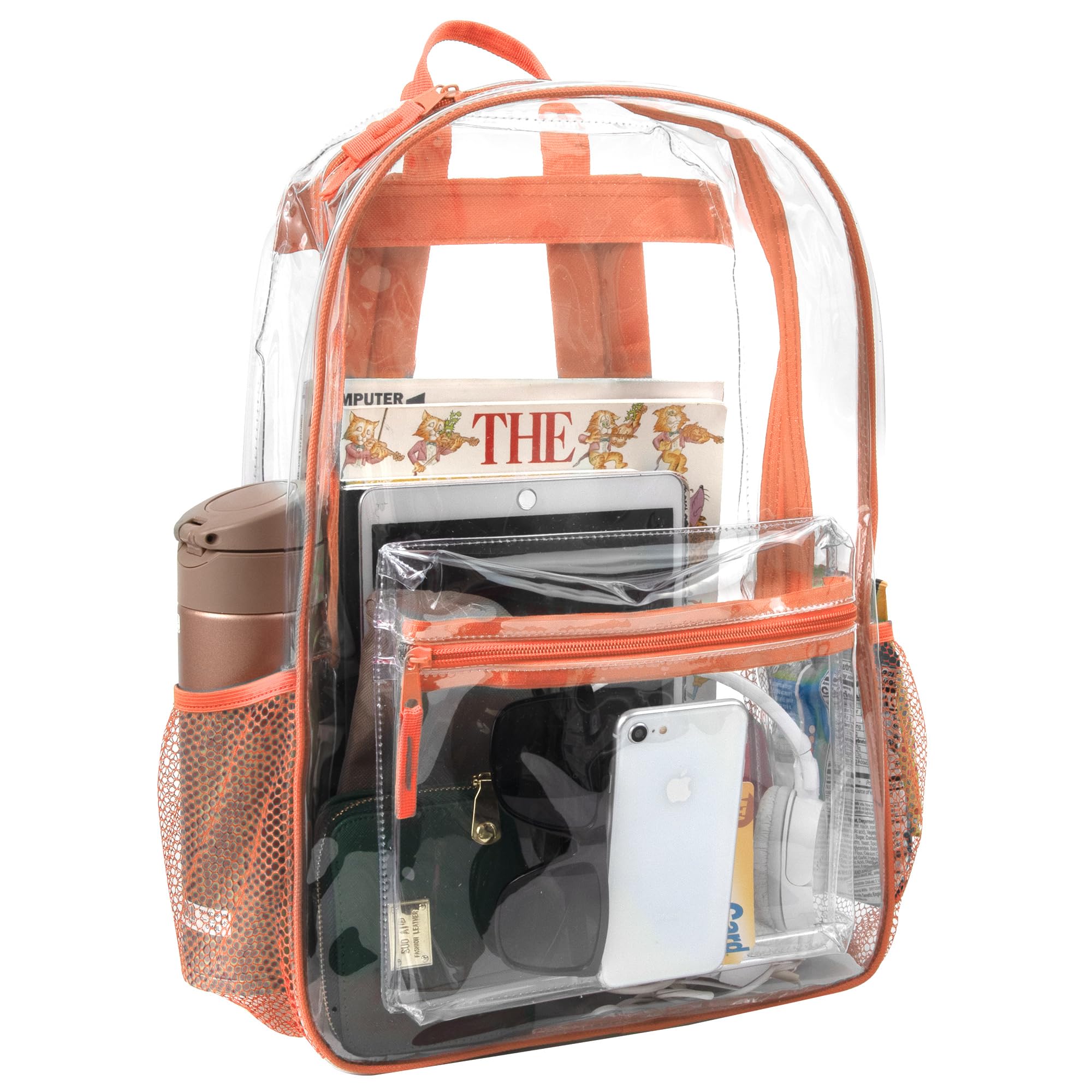 Trail Maker Heavy Duty Clear Backpack with Padded Straps & Side Pockets - School Approved Transparent Bag for Kids, Boys & Girls - Perfect for Stadium Events, Concerts & Travel