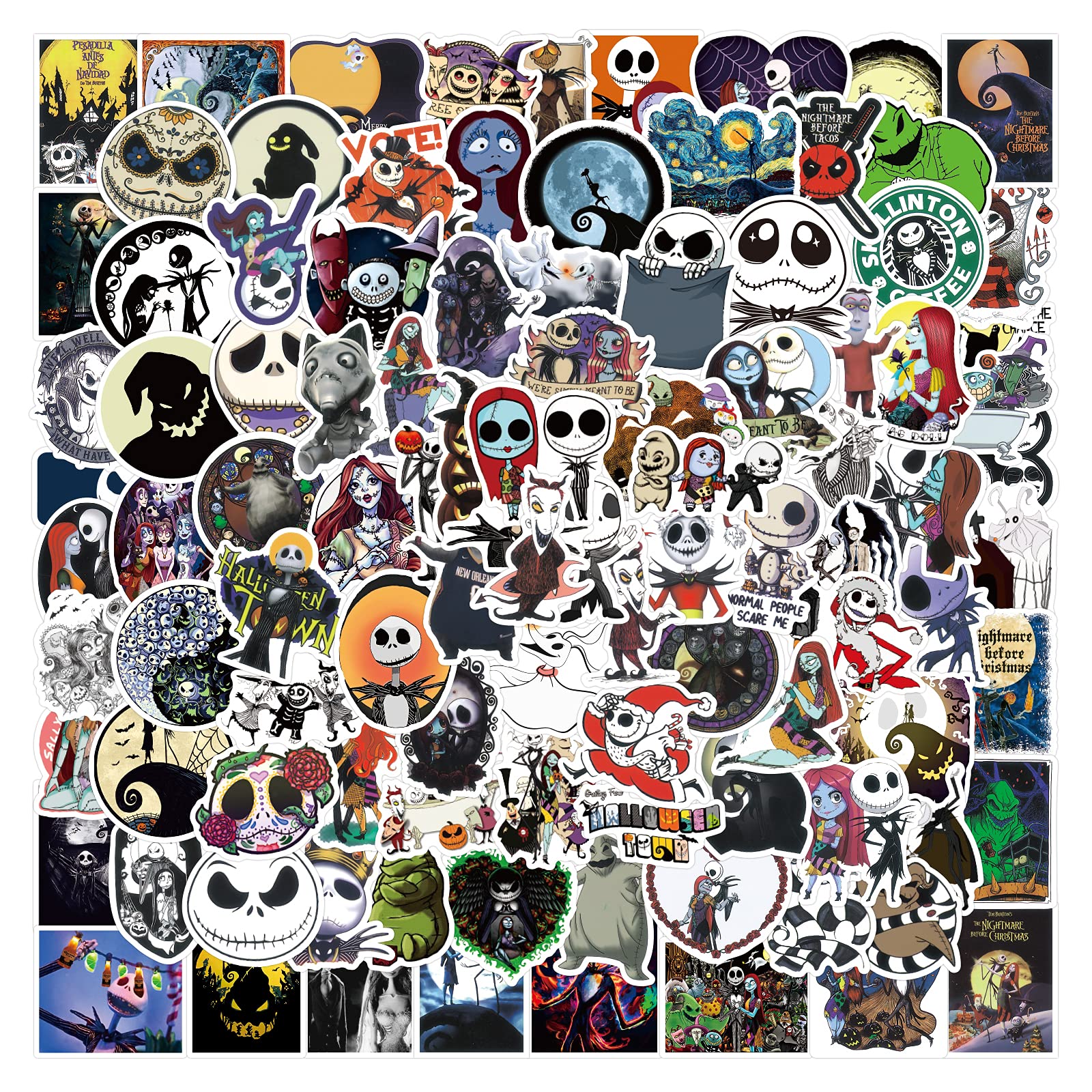 Nightmare Before Christmas Stickers Pack - 103PCS Halloween Anime Vinyl Decals | Waterproof Cute Stickers for Teens & Adults | Perfect for Laptop, iPad, Phone, Guitar & Luggage Decoration | Great Gift Idea for Halloween & Christmas