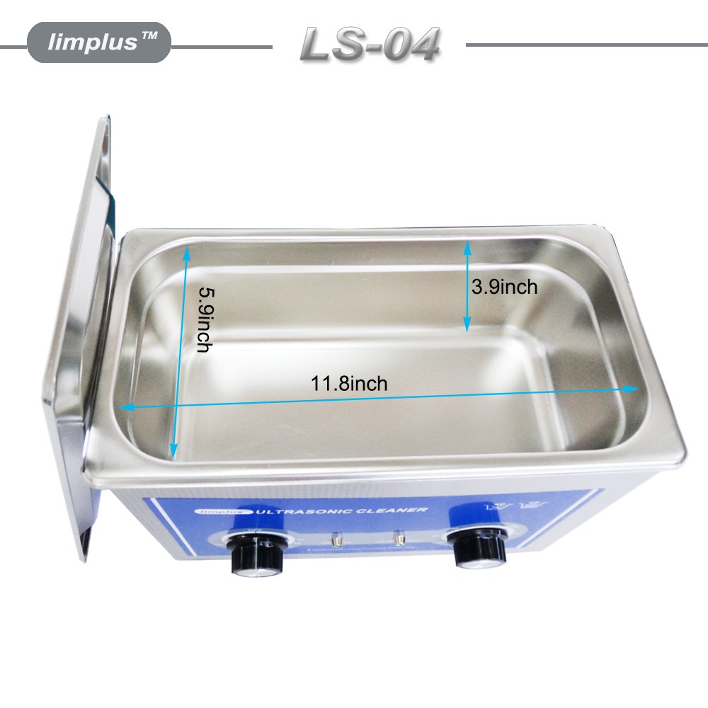 Limplus LS-04 4L 180W Professional Ultrasonic Cleaner with Basket & Lid - 40kHz Heated Timer for Dental Tools, Jewelry, Fuel Injectors, Surgical Instruments - Perfect for Dentists, Labs & Automotive Repair Shops
