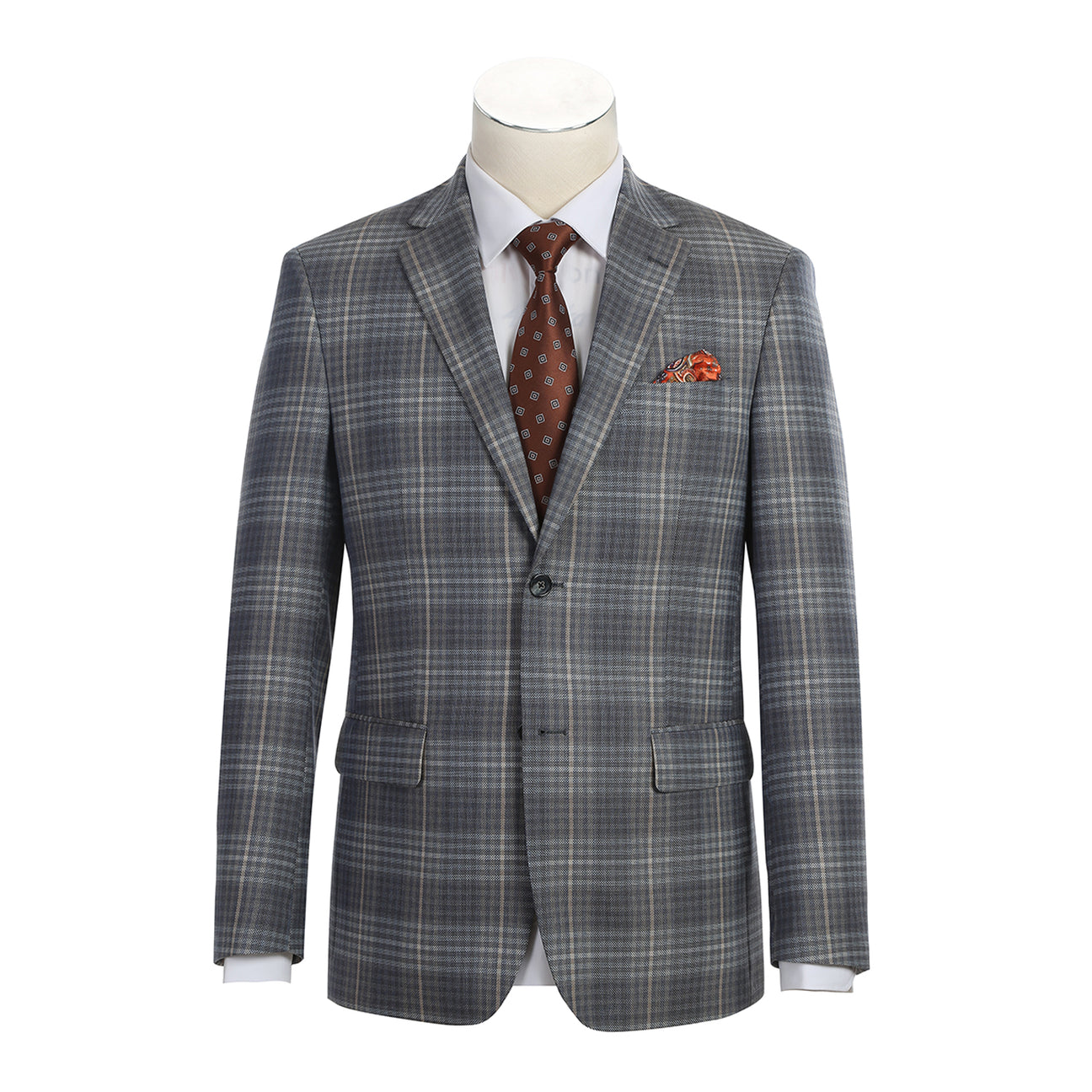 Alessandro Vitello by Renoir Men's Slim Fit Wool Blazer Jacket - Premium Brown 565-3 for Business, Office & Formal Occasions