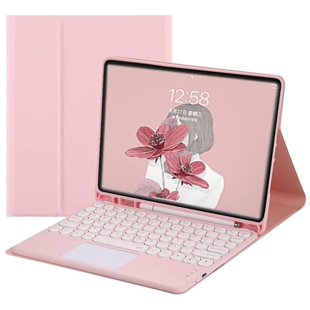 Rotating Pink Touchpad Keyboard Case for iPad Air 11