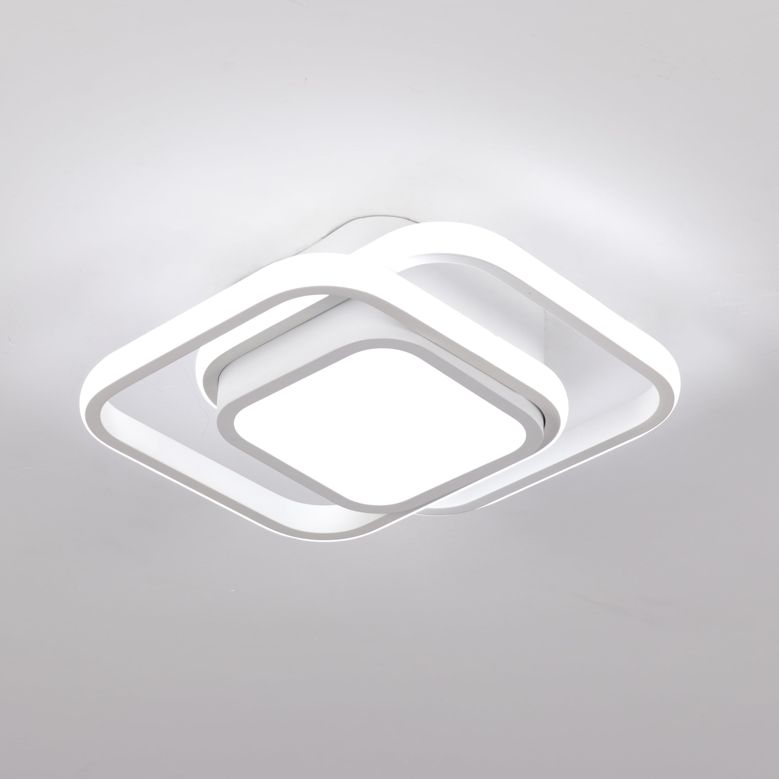 Modern Square LED Ceiling Light Fixture - CANEOE Small Cool White Hallway Light for Bedroom, Kitchen, Living Room, Study & Corridor | Energy-Efficient Indoor Lighting for Homes & Offices (White)