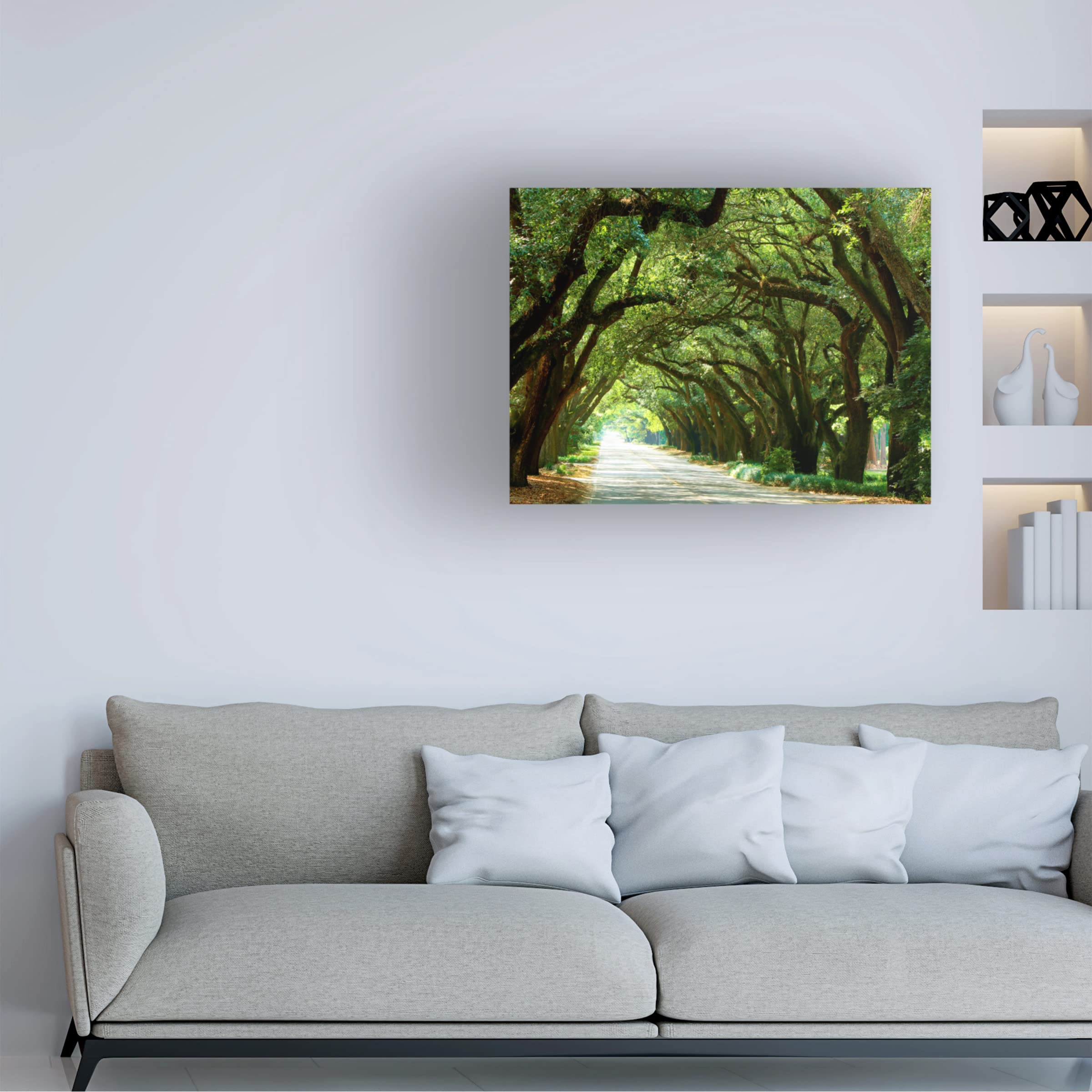 James McLoughlin 'Canopy Road I' Canvas Wall Art Print - 14x19 Inches - Modern Landscape Painting for Living Room, Bedroom & Office Decor