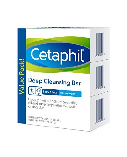 Cetaphil Deep Cleansing Face & Body Bar Soap - Pack of 6 | Gentle Cleanser for Sensitive Skin | Daily Face Wash & Body Cleanser for Men & Women - Perfect for Shower, Bath & Travel