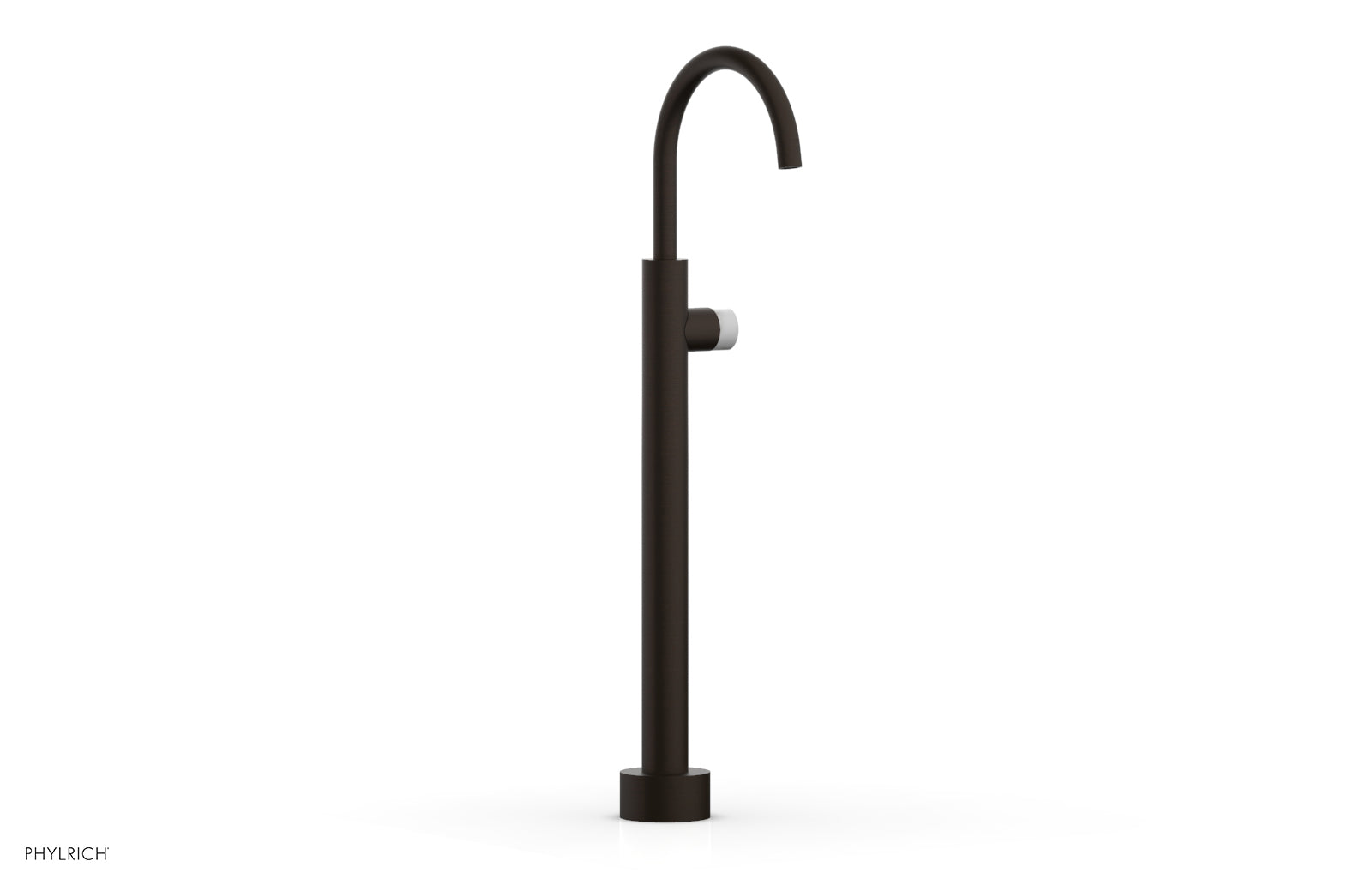 BASIC II Low Floor Mount Tub Filler with White Marble Handle - Model 230 47 04 - Perfect for Modern Bathroom Renovations and Spa-Like Bathtub Installations