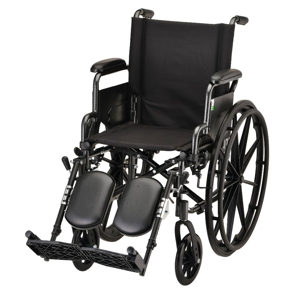 NOVA 18 Inch Lightweight Wheelchair with Desk Arms & Elevating Leg Rests - Portable, Adjustable Mobility Aid for Home, Office & Travel Use