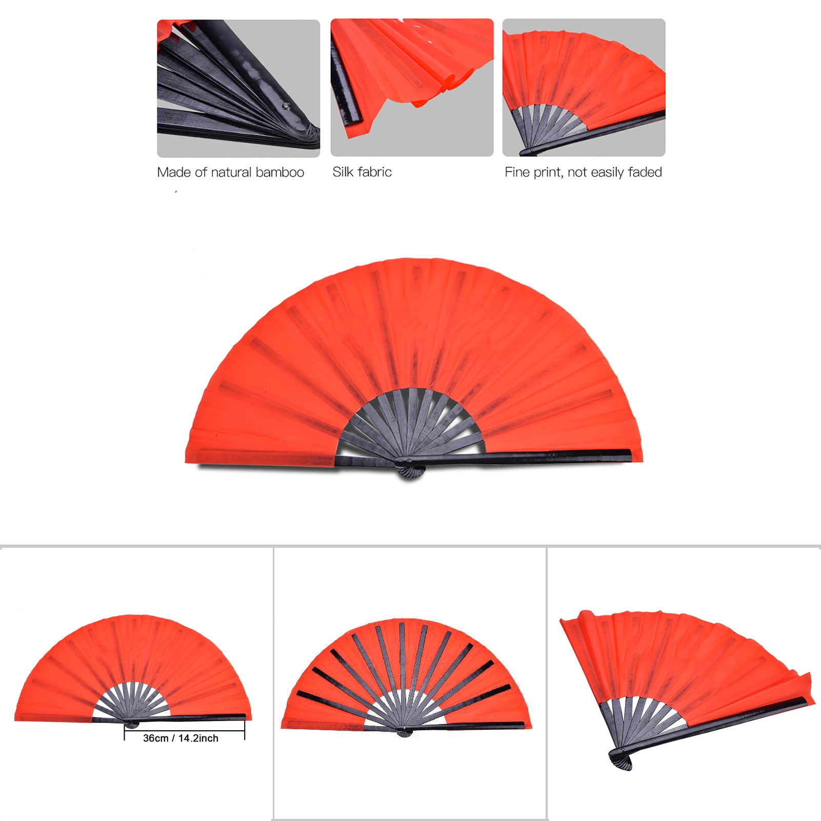 Tai Chi Fan - Bamboo Silk Kung Fu Fan for Martial Arts Training, Dance Performance & Tai Chi Practice | Perfect for Tai Chi Enthusiasts, Kung Fu Practitioners & Traditional Dance Performers