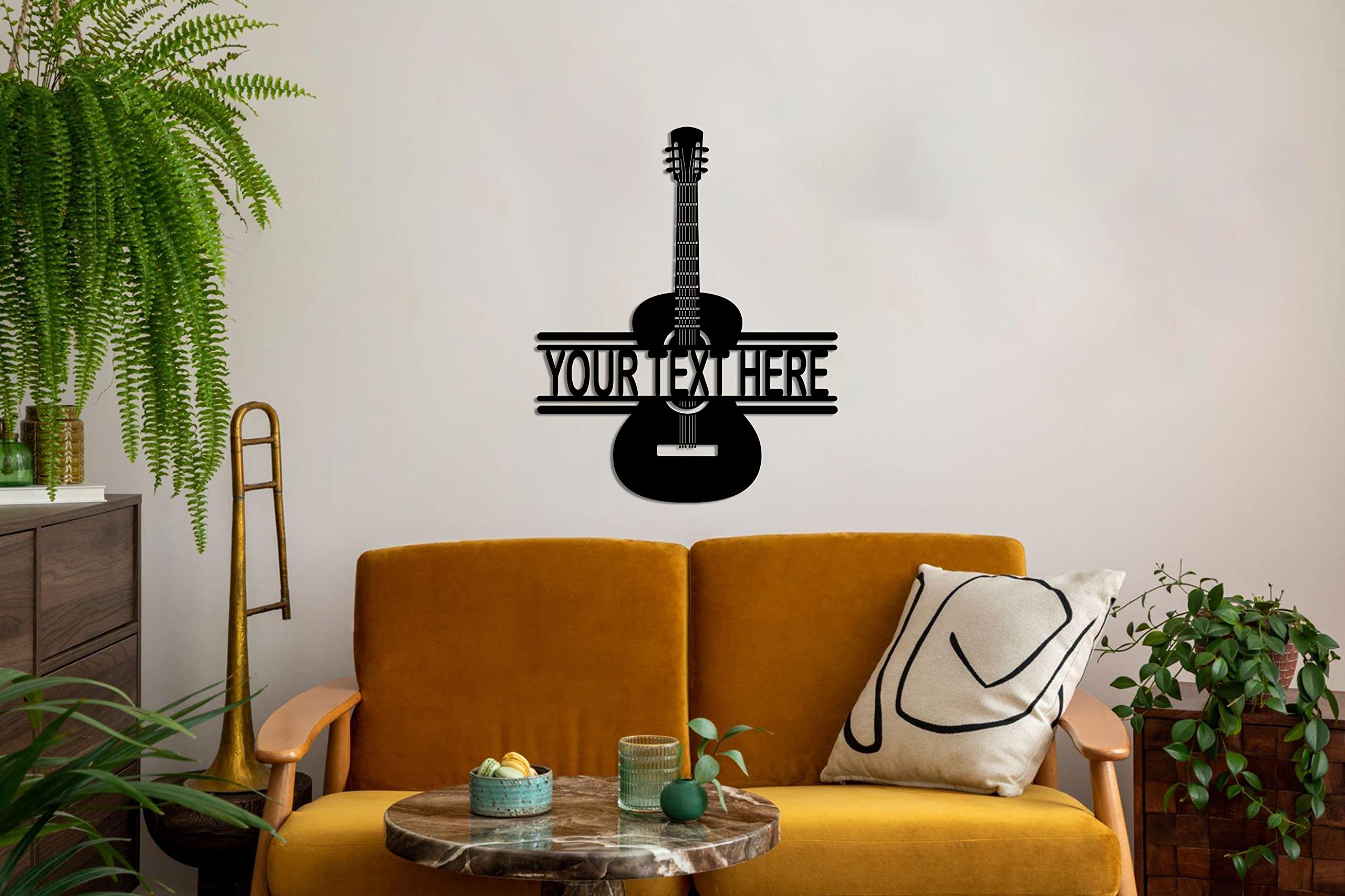 DEKADRON Personalized Metal Guitar Wall Art - Custom Guitar Decor for Musicians & Music Lovers - 14