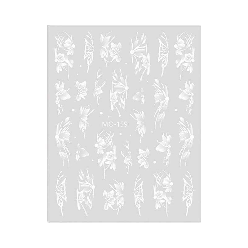 3D White Floral Nail Stickers - Elegant Hand-Painted Nail Art Decals for Women | Perfect for Weddings, Parties & Special Occasions