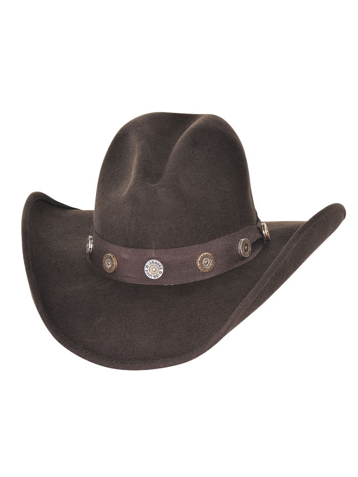 Bullhide SHOTGUN 0767CH Western Wool Cowboy Hat with Concho Hatband in Chocolate Brown - Perfect for Rodeo, Country Music Festivals & Outdoor Adventures