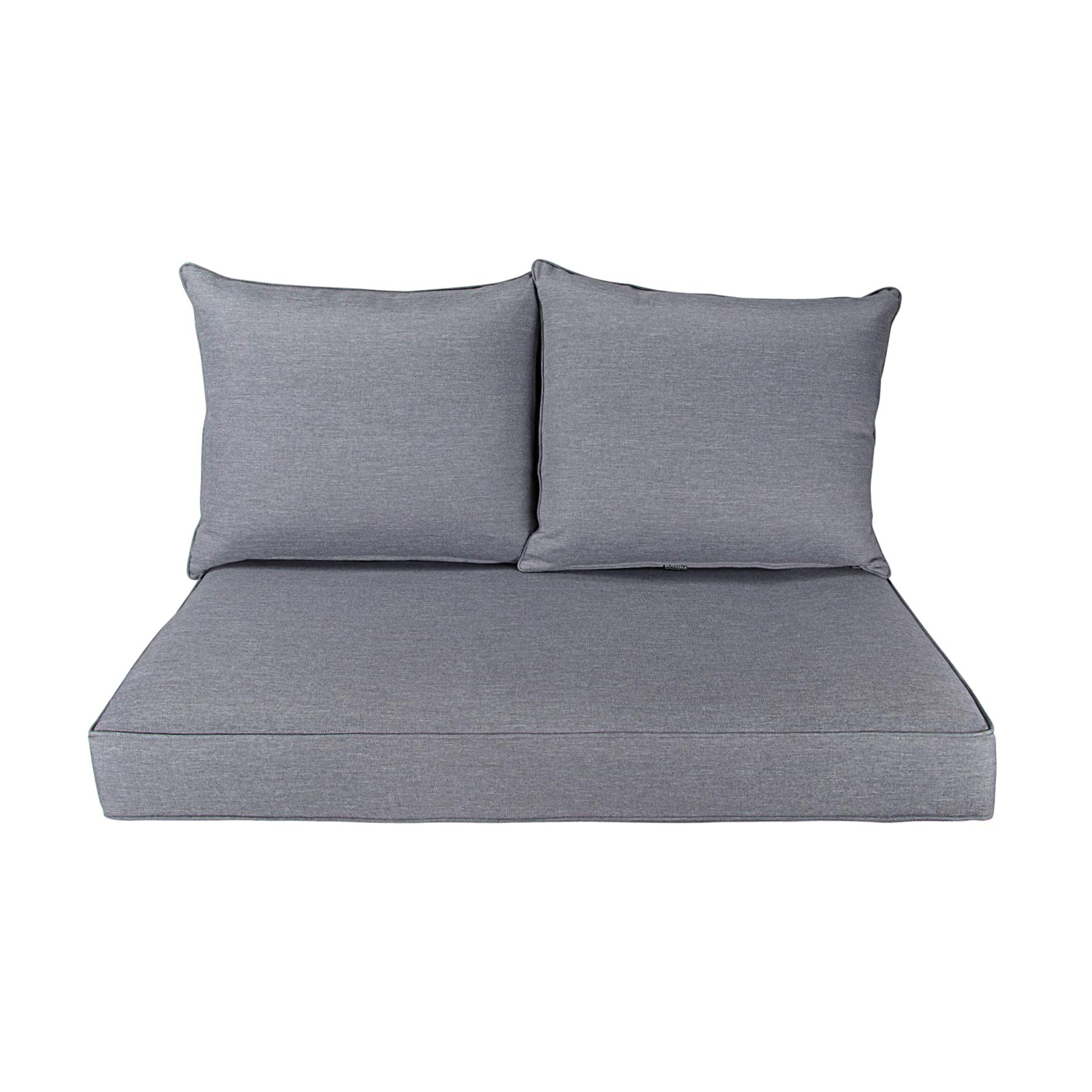 BOSSIMA Patio Furniture Cushions - Deep Seat Glider Loveseat Cushion Set for Indoor & Outdoor Use, Light Grey - Perfect for Porch, Deck, Garden & Poolside Relaxation