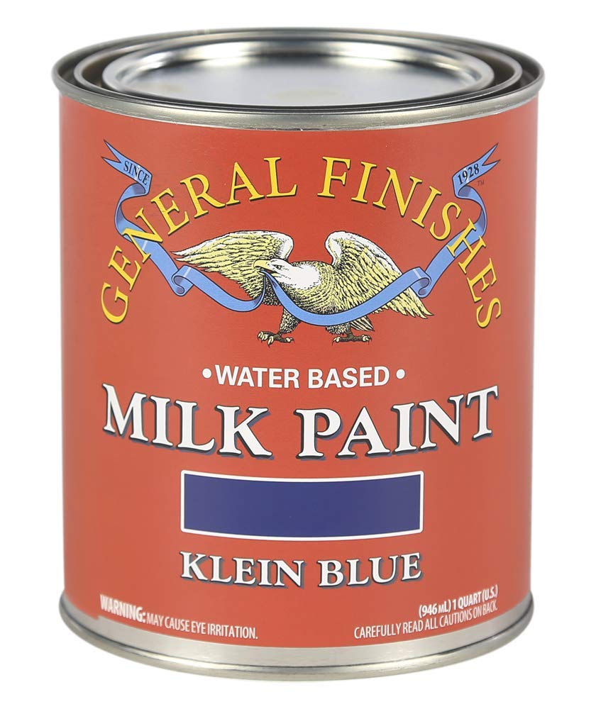 General Finishes Water Based Milk Paint - 1 Quart, Klein Blue - Eco-Friendly Matte Finish for Furniture, Cabinets & DIY Home Decor Projects