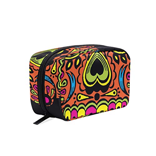 ILEEY CALEXICO HAPPY SKULL Cosmetic Bag for Women - Waterproof Makeup Pouch, Travel Toiletry Organizer, Cute Skull Design Clutch for Daily Use, Gym, Vacation & Gift Ideas