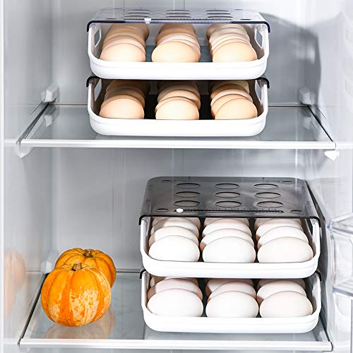 Auto-Scrolling Silicone Egg Holder for Refrigerator - Clear Anti-Collision Egg Storage Container with Drawer Design | Perfect for Kitchen Organization & Fridge Space Saving