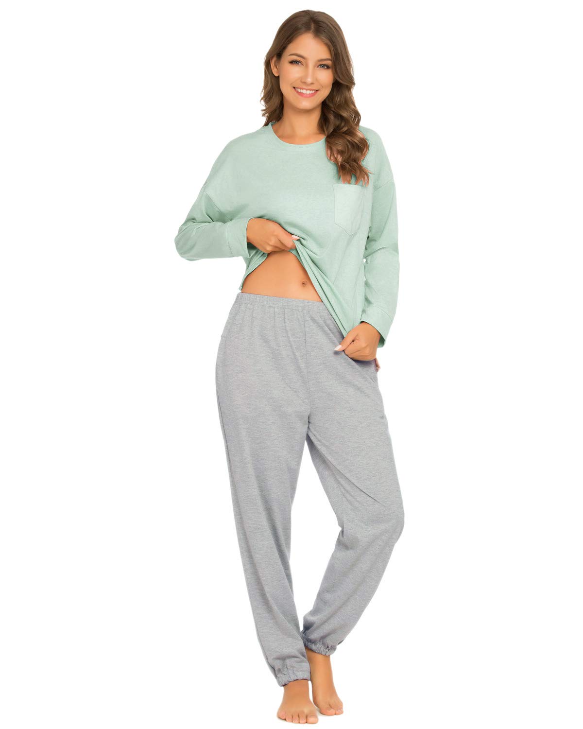 TOP-VIGOR Women's Pajama Sets - Soft Long Sleeve Sleepwear & Lounge Wear 2-Piece Set with Jogger Pants - Cozy Nightwear for Women | Perfect for Sleeping, Relaxing at Home, and Lounging
