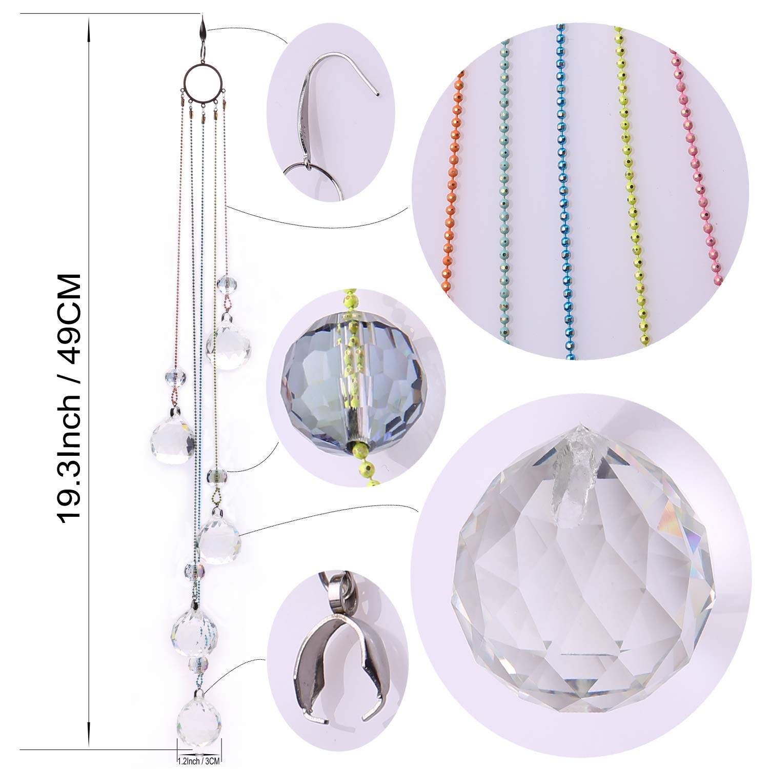 Rainbow Maker Crystal Ball Prism Suncatcher - Hanging Ornament for Home & Garden Decor - Creates Beautiful Light Reflections for Windows, Patios, and Meditation Spaces