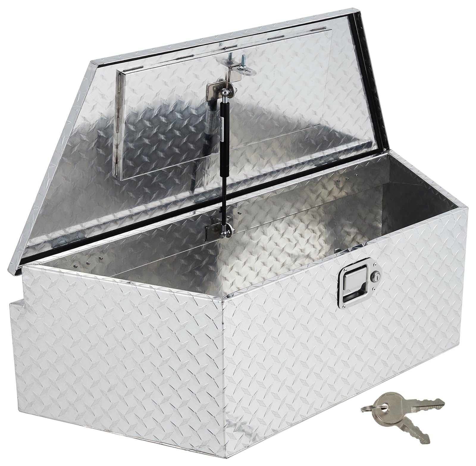 GARVEE 39 Inch Heavy Duty Aluminum Trailer Tongue Tool Box with Lock & Keys - Diamond Plate Storage Box, Waterproof Pickup Truck Bed & RV Trailer Accessory for Secure Outdoor Gear Storage (Silver)