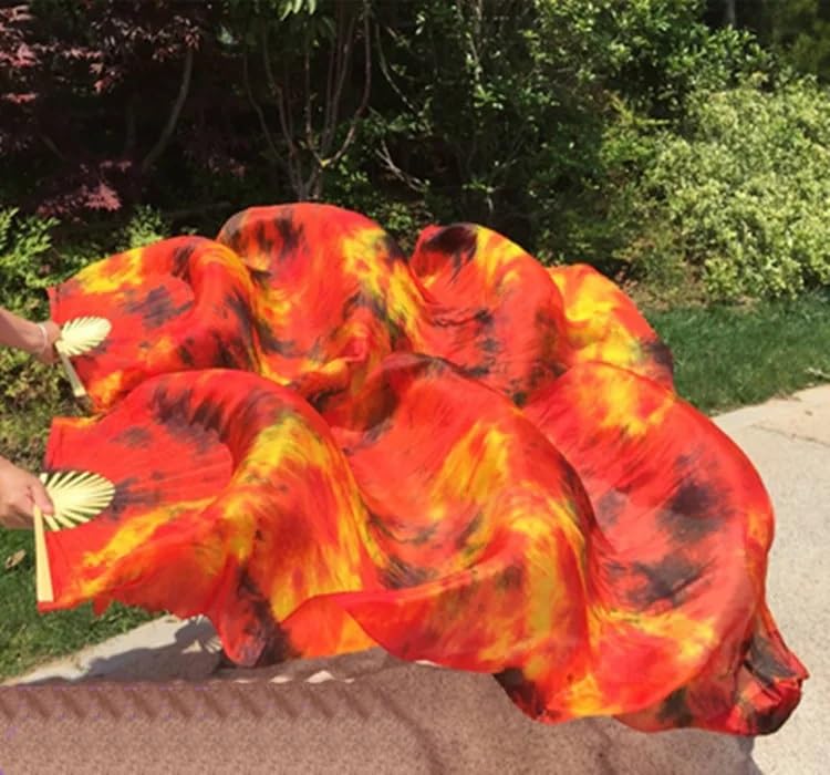 Handmade Real Silk Belly Dance Fans - Colorful Tie-Dyed Veils for Women, Perfect for Dance Shows, Performances, and Artistic Events